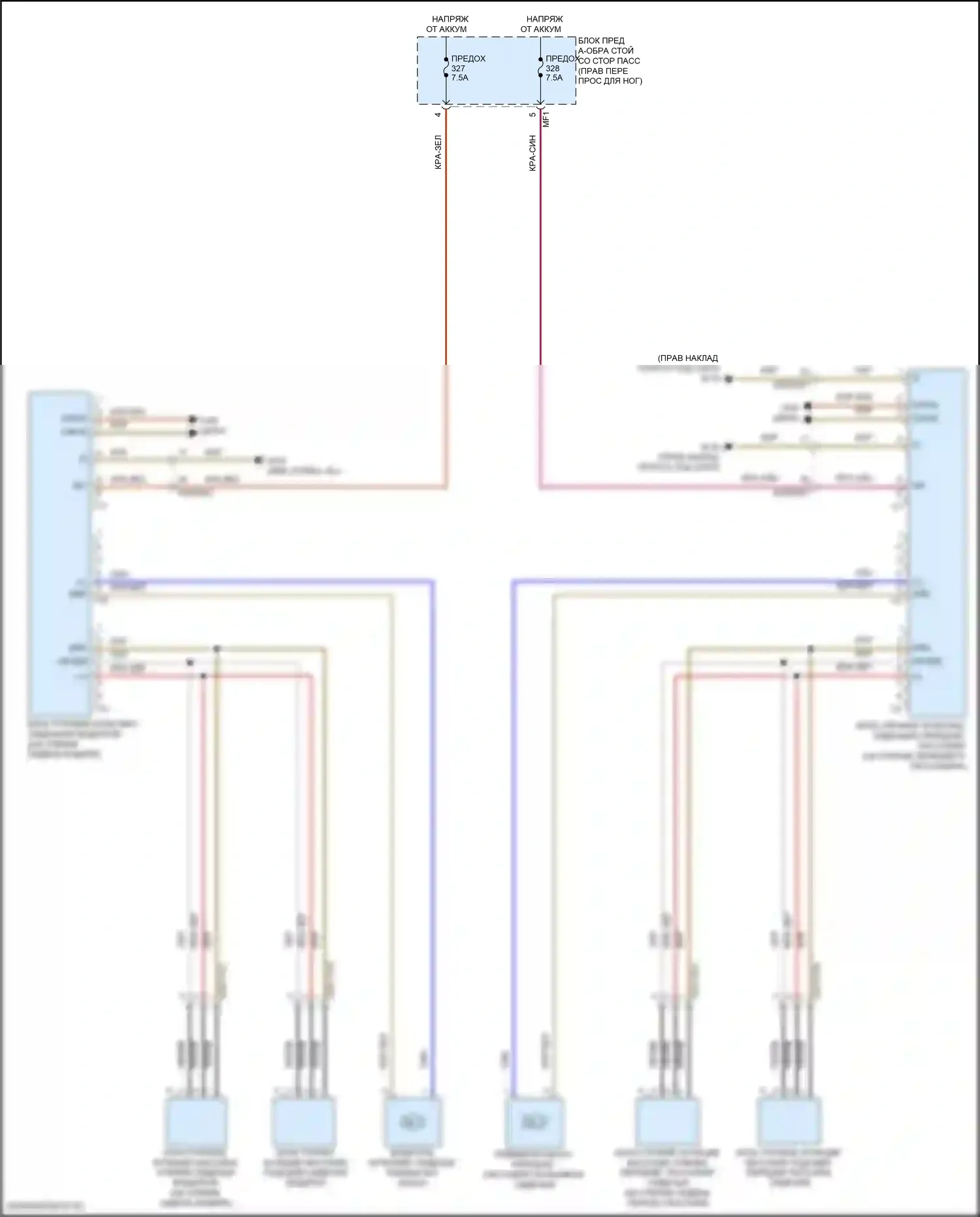 GLE-класс Mercedes-Benz V167 (2018-2023): Электросхема переднего мультиконтурного сиденья 