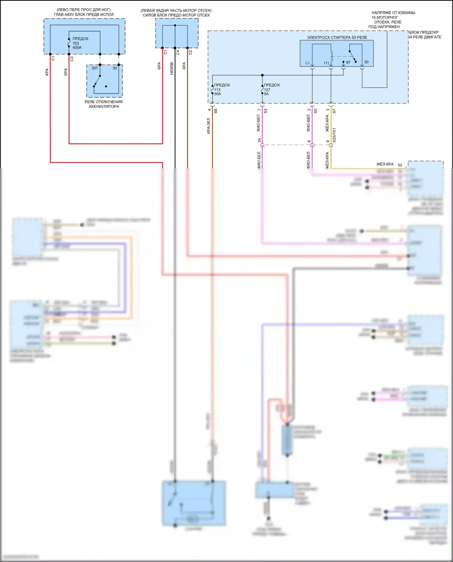 GLE-класс Mercedes-Benz V167 (2018-2023): Электросхема стартера 