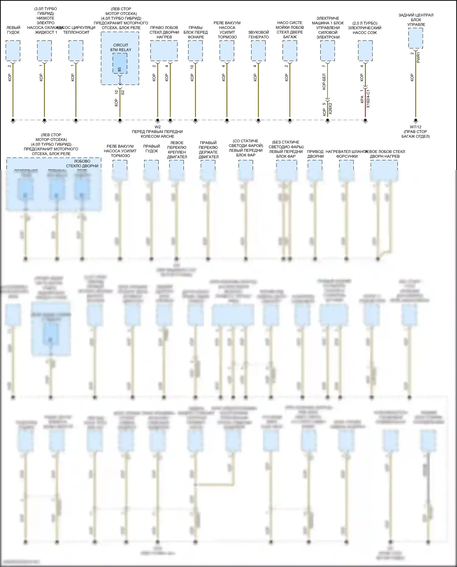 GLE-класс Mercedes-Benz V167 (2018-2023): Электросхема разводки массы (1 из 6) 
