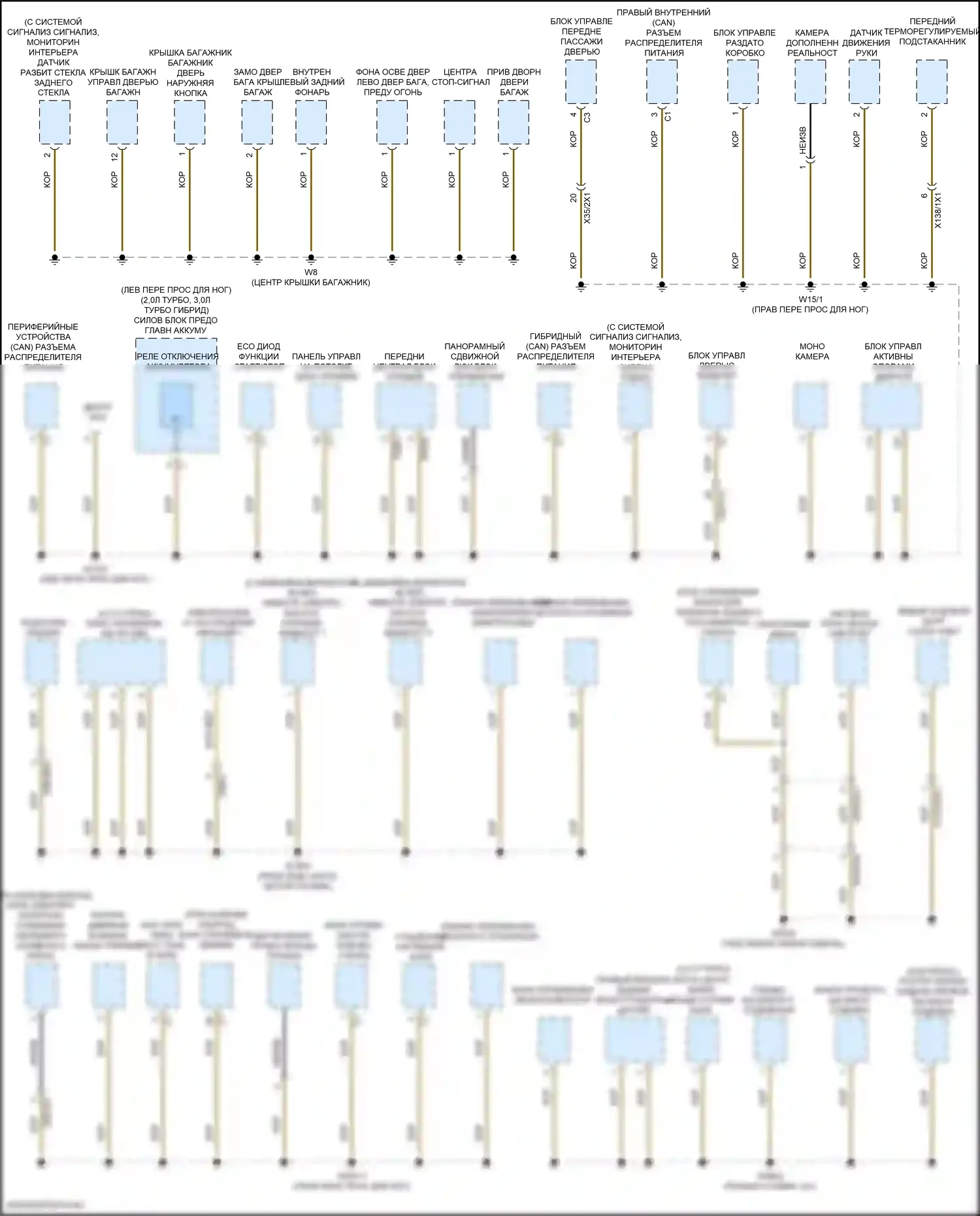 GLE-класс Mercedes-Benz V167 (2018-2023): Электросхема разводки массы (3 из 6) 
