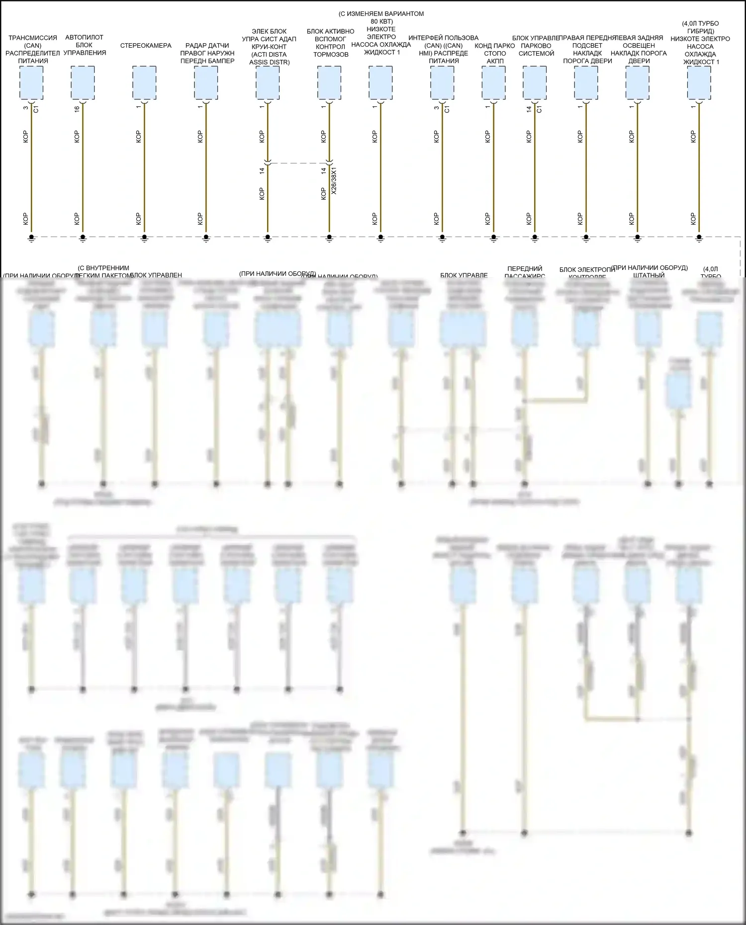 GLE-класс Mercedes-Benz V167 (2018-2023): Электросхема разводки массы (4 из 6) 