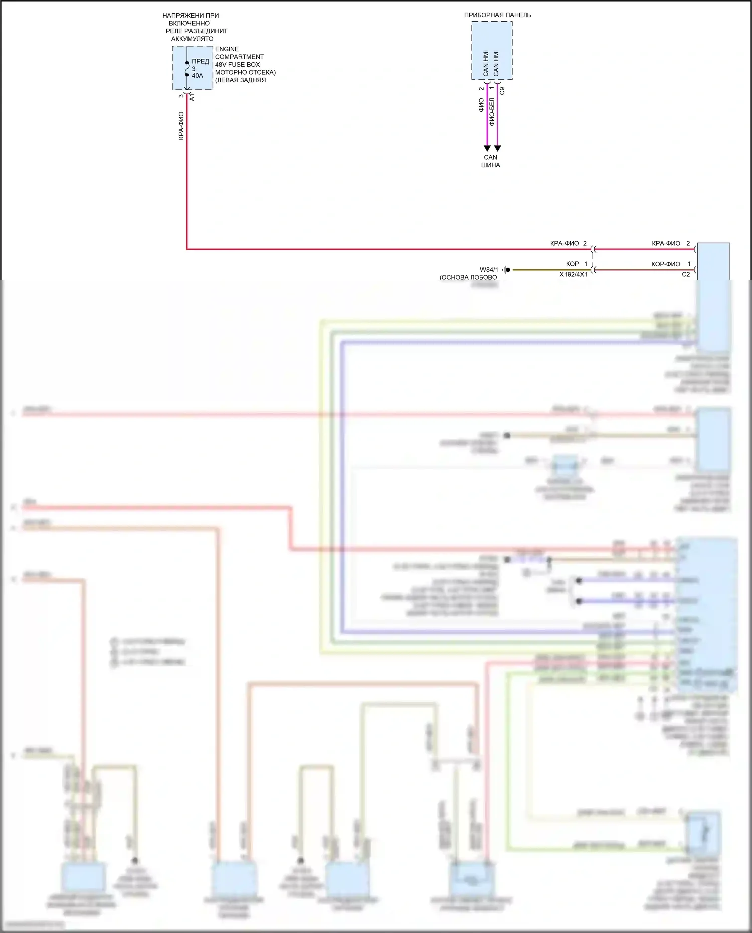 GLE-класс Mercedes-Benz V167 (2018-2023): Электросхема вентилятора охлаждения (2 из 2) 
