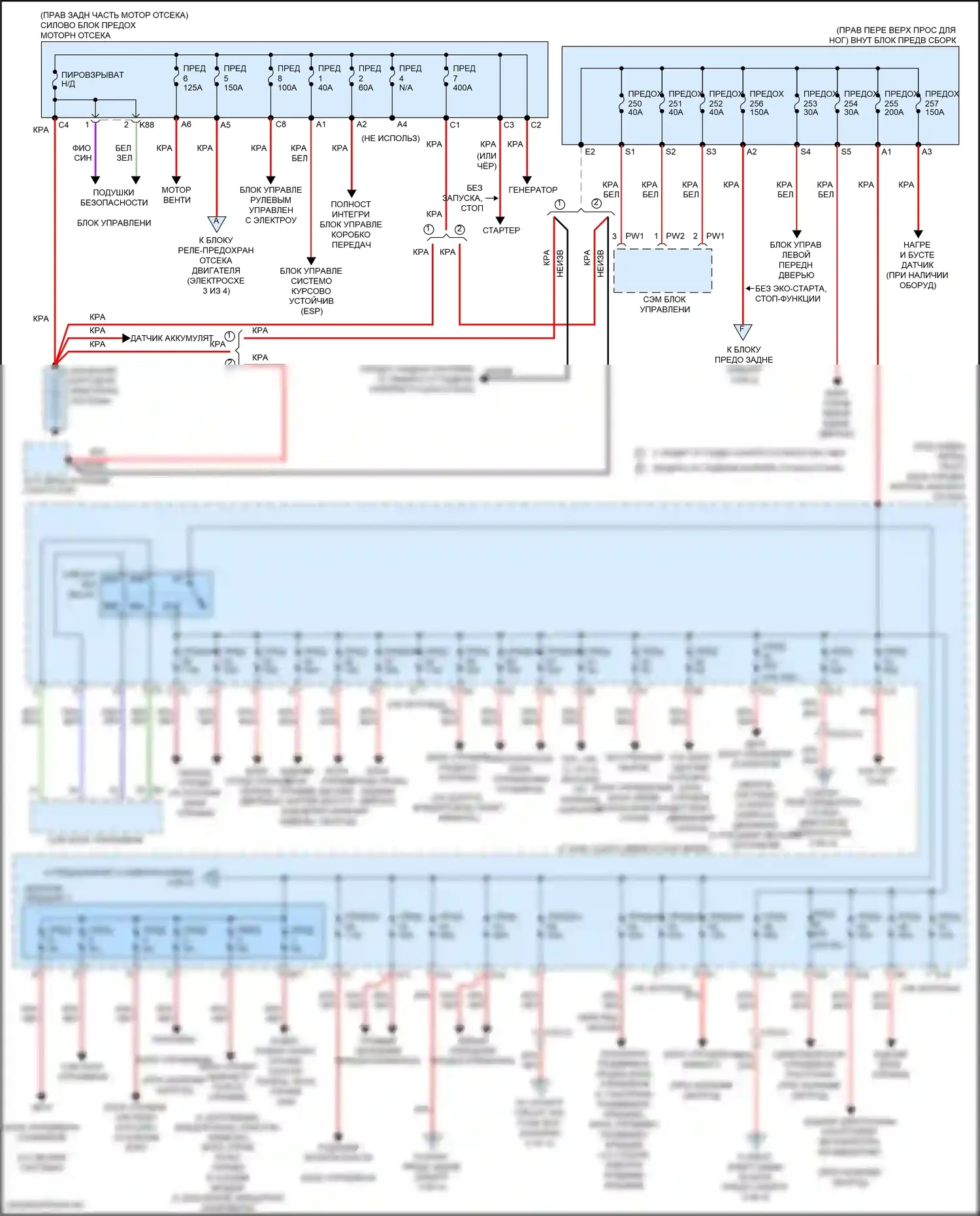 GLE-класс Mercedes-Benz W166 (2015-2018): Электросхема блока предохранителей реле (1 из 4) 