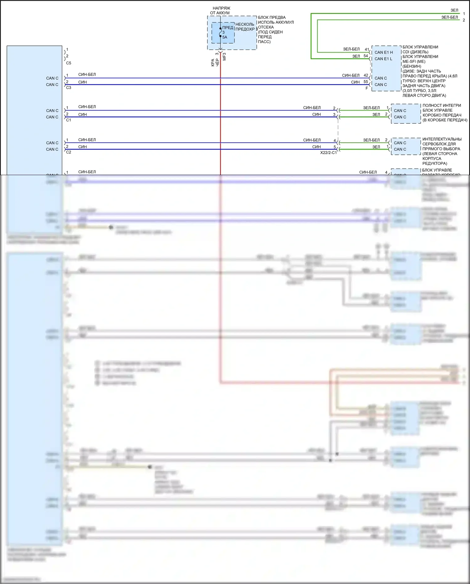 GLE-класс Mercedes-Benz W166 (2015-2018): Электросхема шины высокого/низкого уровня (1 из 5) 
