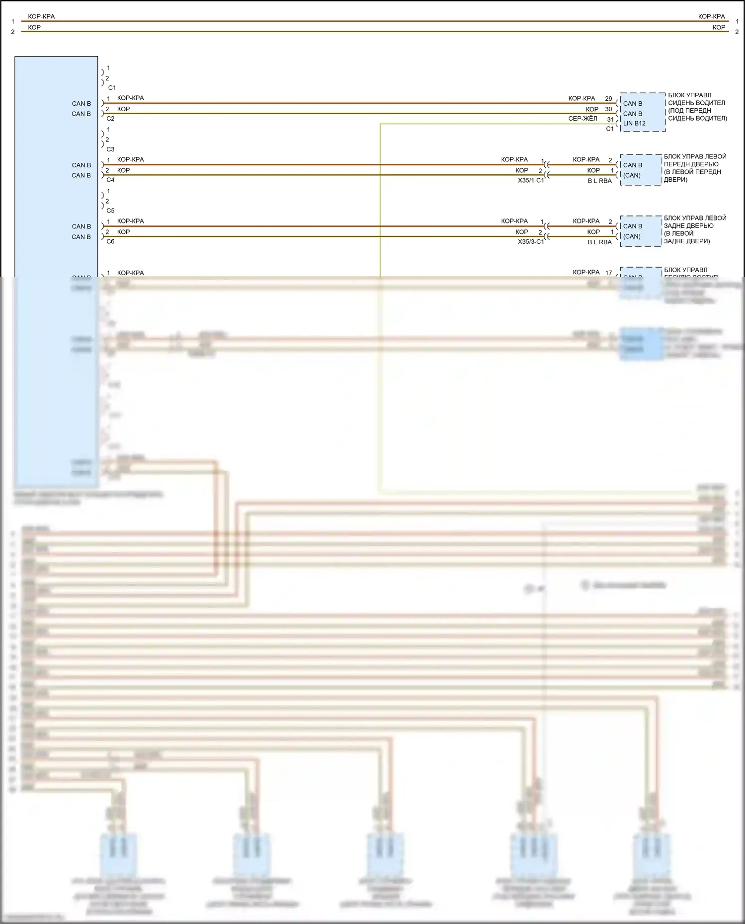 GLE-класс Mercedes-Benz W166 (2015-2018): Электросхема шины высокого/низкого уровня (4 из 5) 
