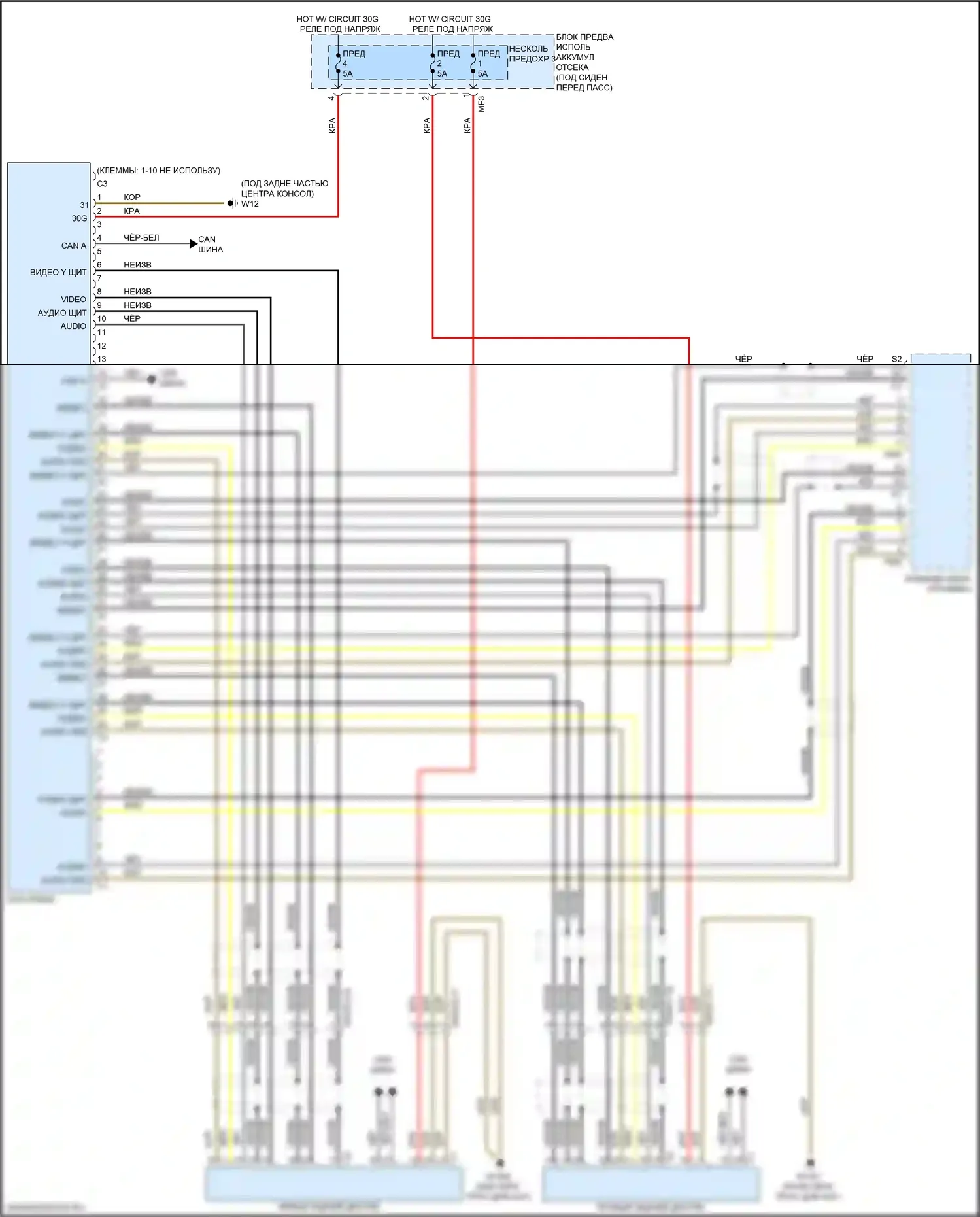 GLE-класс Mercedes-Benz W166 (2015-2018): Электросхема dvd-плеера 