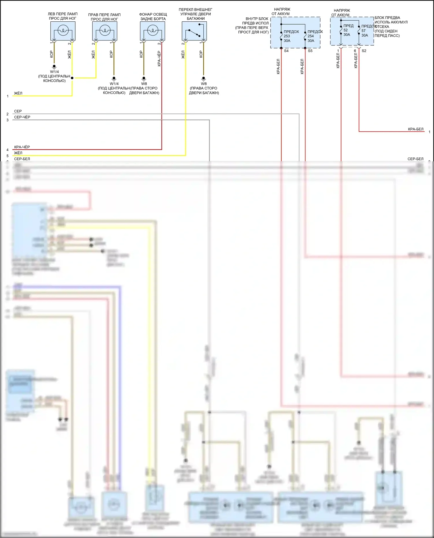 GLE-класс Mercedes-Benz W166 (2015-2018): Электросхема освещения салона (2 из 3) 
