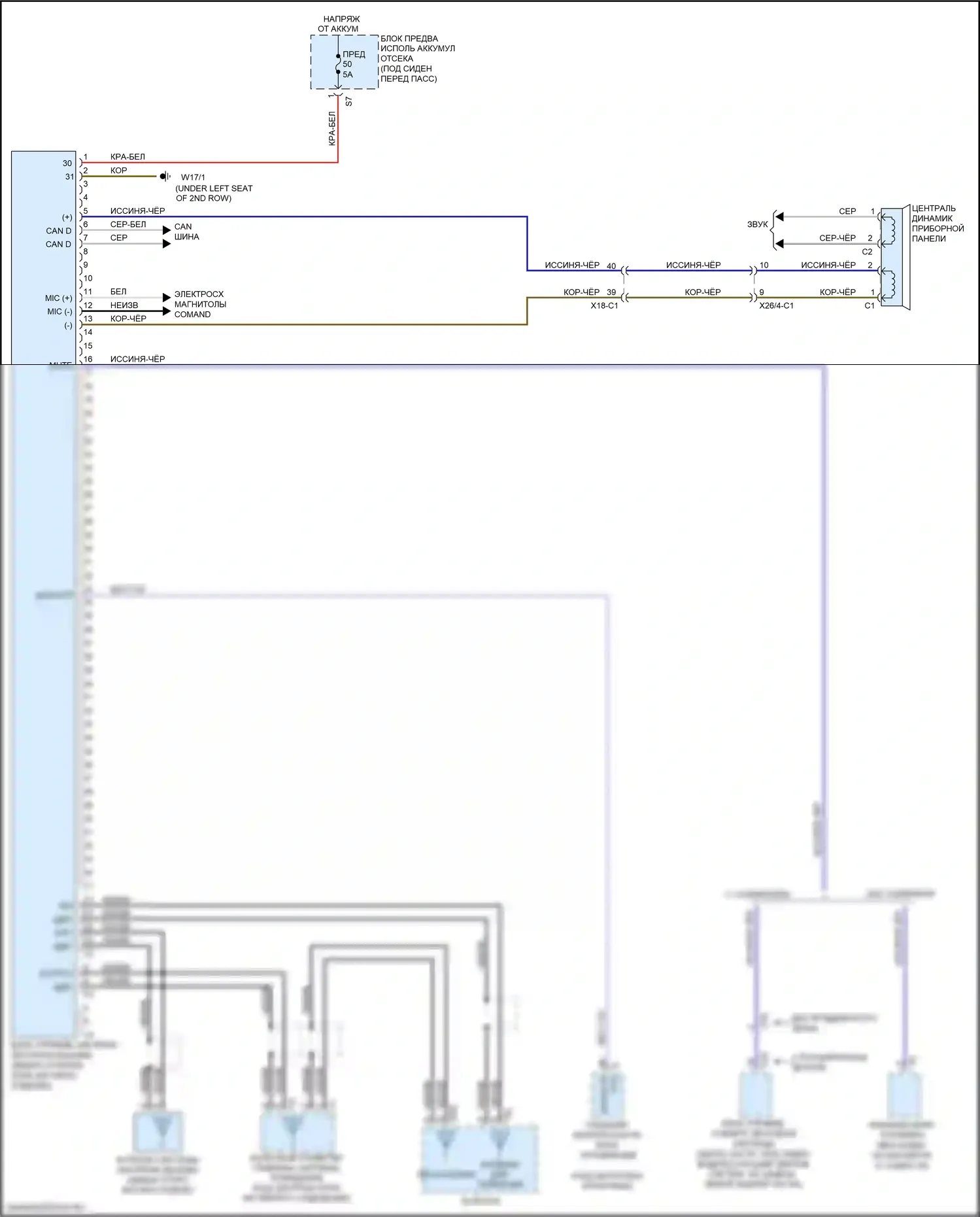 GLE-класс Mercedes-Benz W166 (2015-2018): Электросхема экстренного вызова 