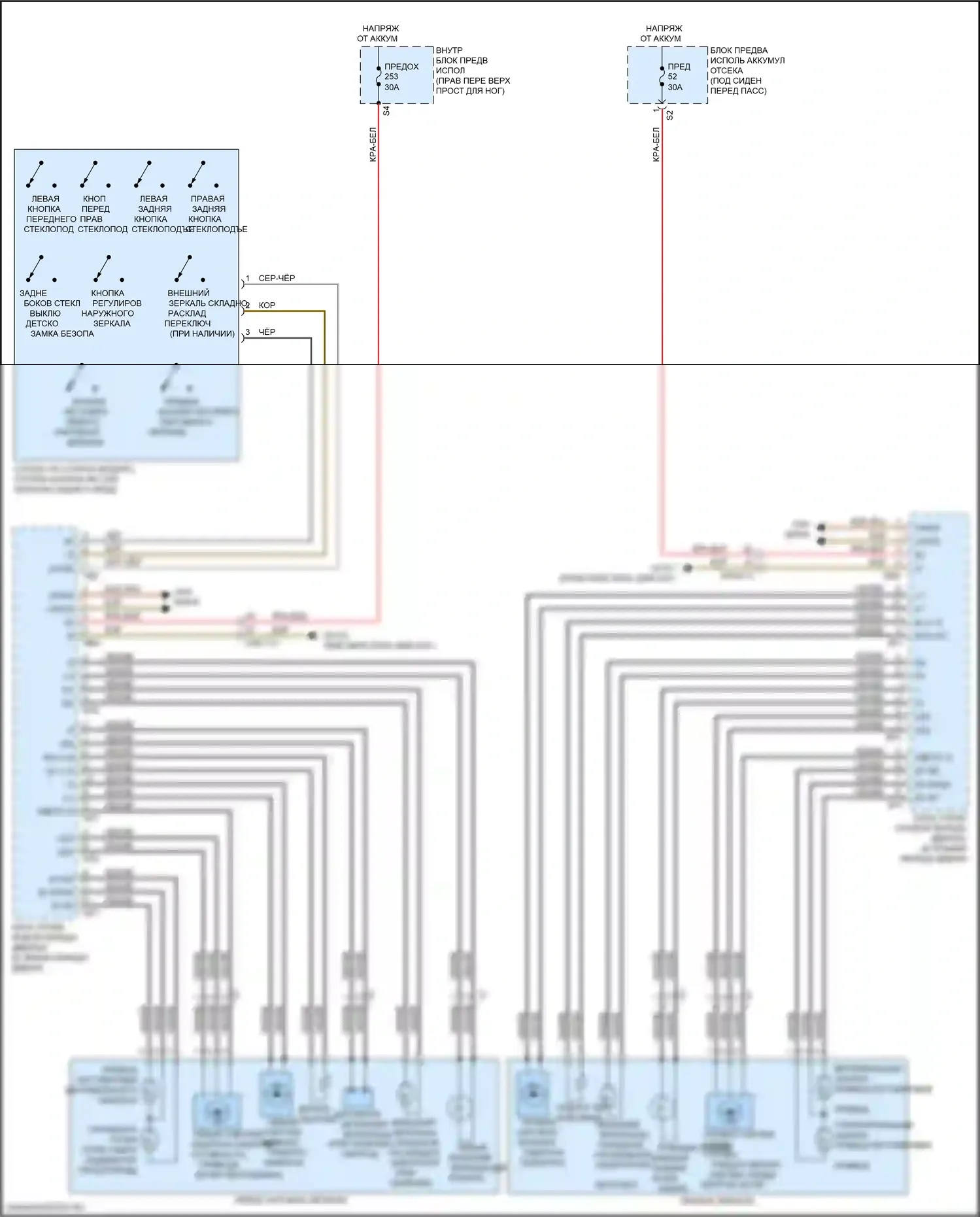 GLE-класс Mercedes-Benz W166 (2015-2018): Электросхема силового зеркала 