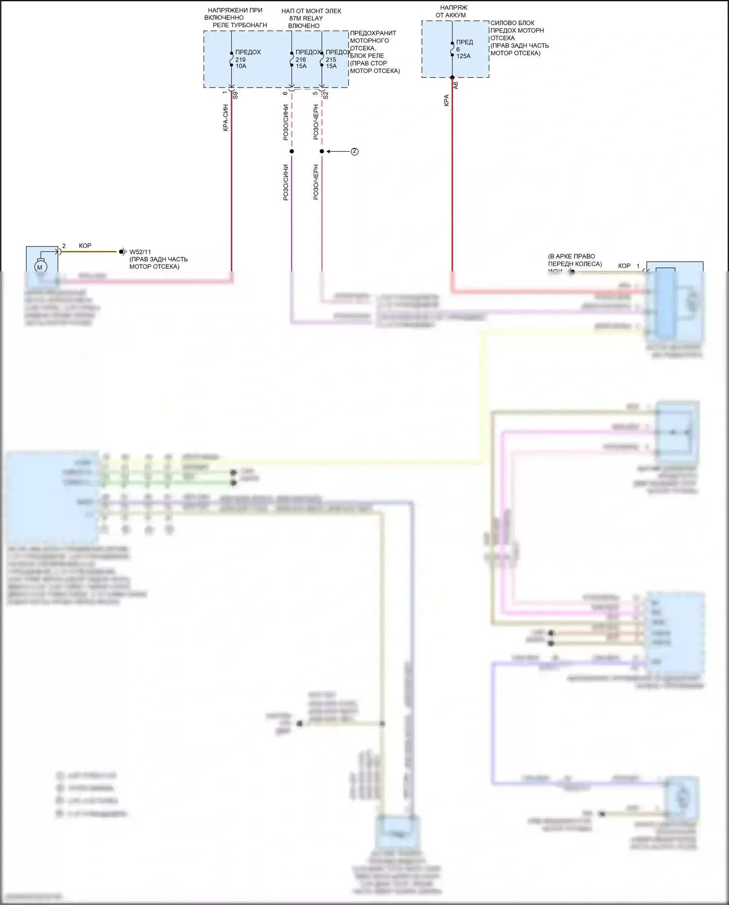 GLE-класс Mercedes-Benz W166 (2015-2018): Электросхема вентилятора охлаждения 