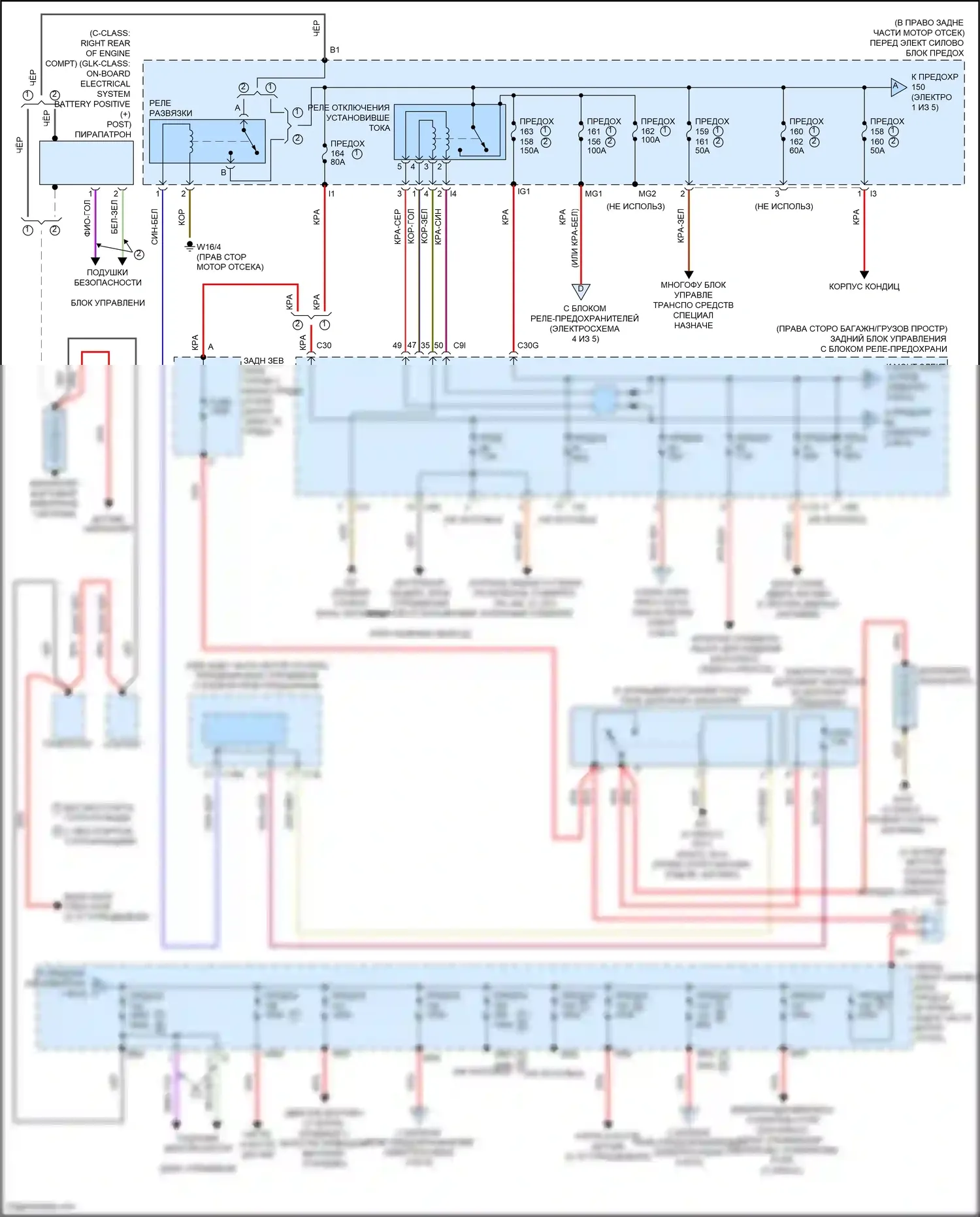 GLK-класс Mercedes-Benz X204 рестайлинг (2012-2015): Электросхема блока предохранителей реле (1 из 5) 
