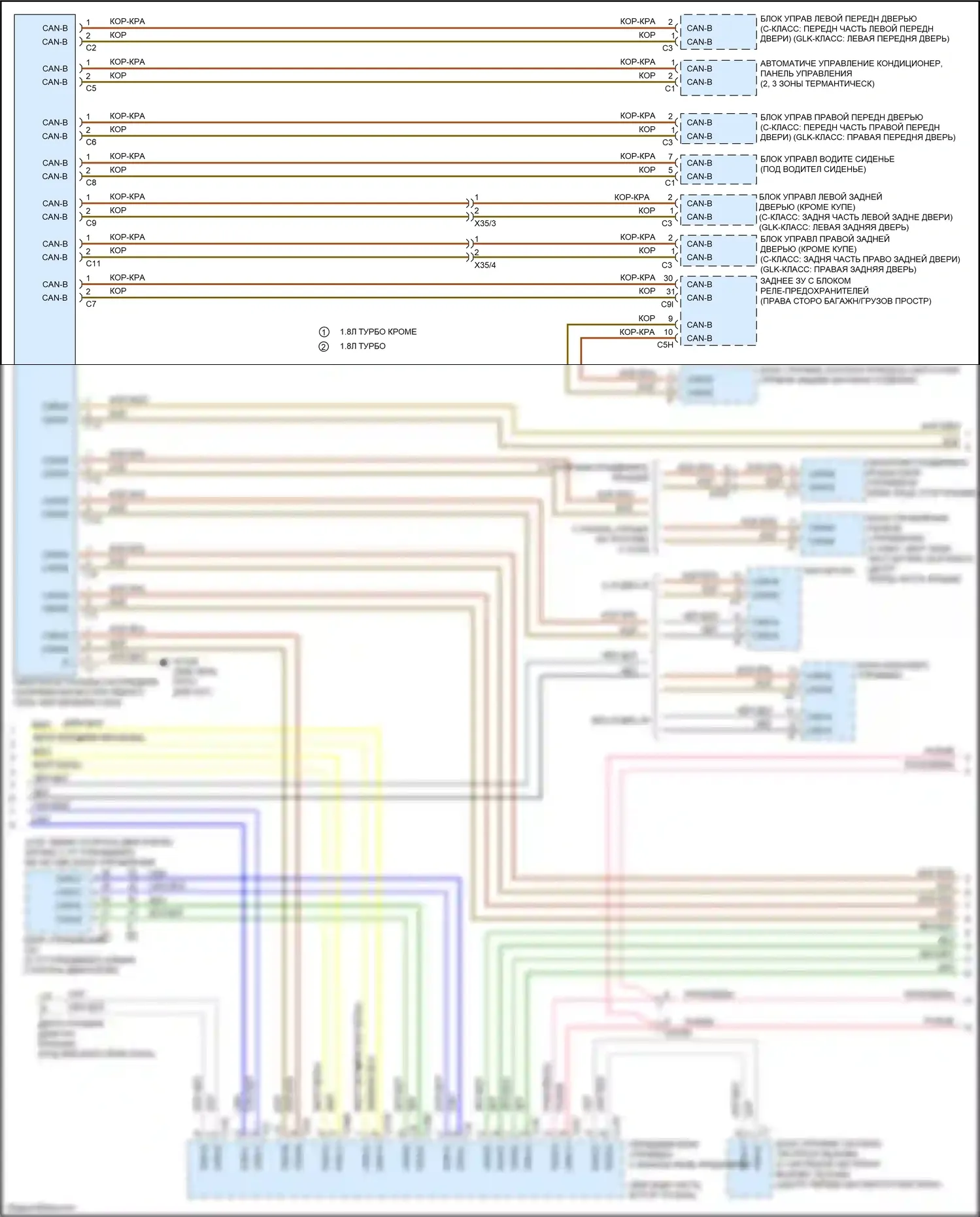 GLK-класс Mercedes-Benz X204 рестайлинг (2012-2015): Электросхема шины высокого/низкого уровня (2 из 4) 