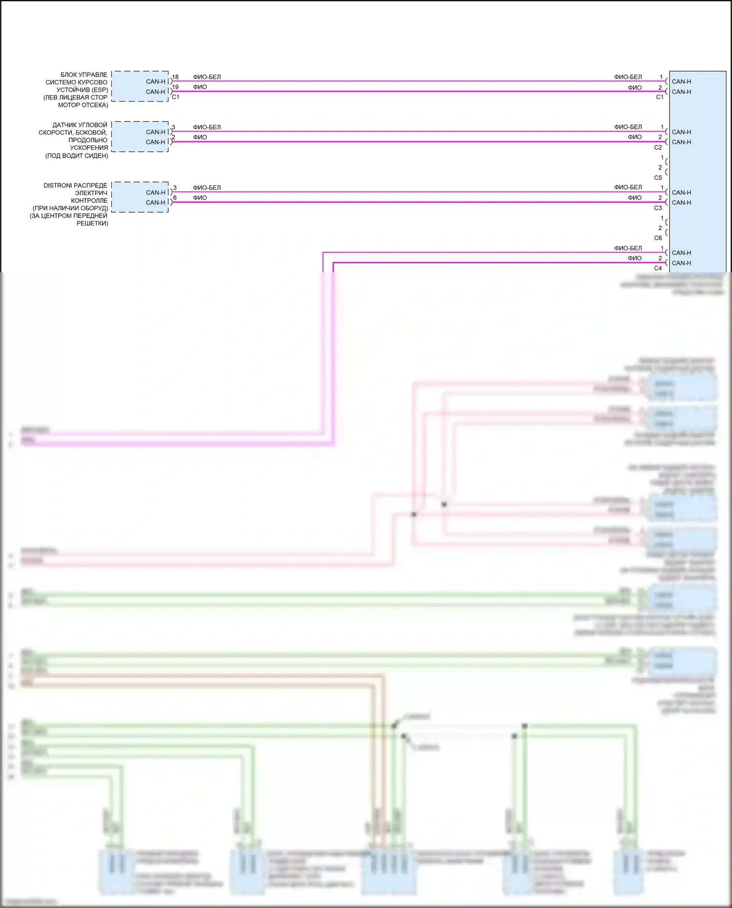 GLK-класс Mercedes-Benz X204 рестайлинг (2012-2015): Электросхема шины высокого/низкого уровня (4 из 4) 
