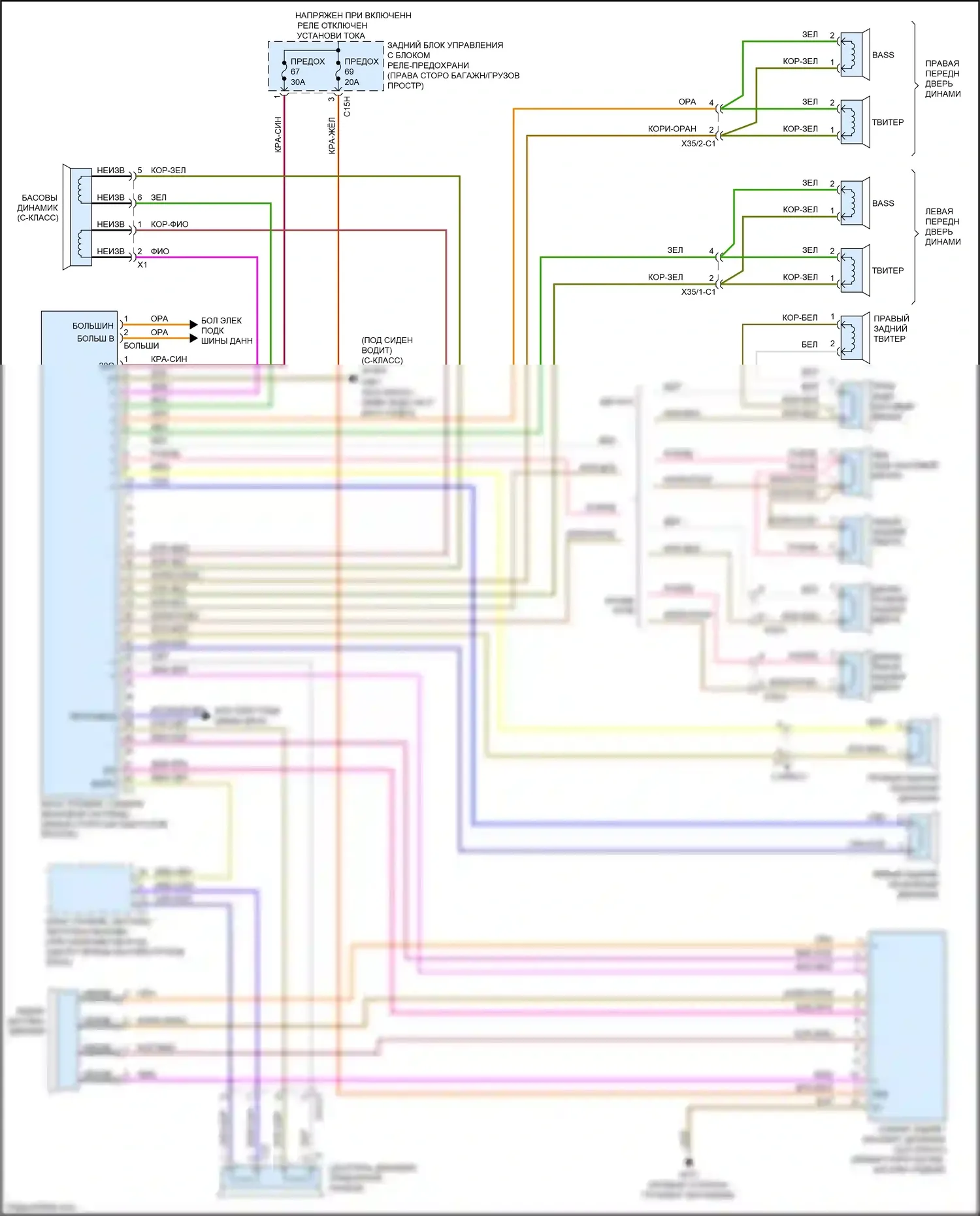 GLK-класс Mercedes-Benz X204 рестайлинг (2012-2015): Электросхема усилителя звука 