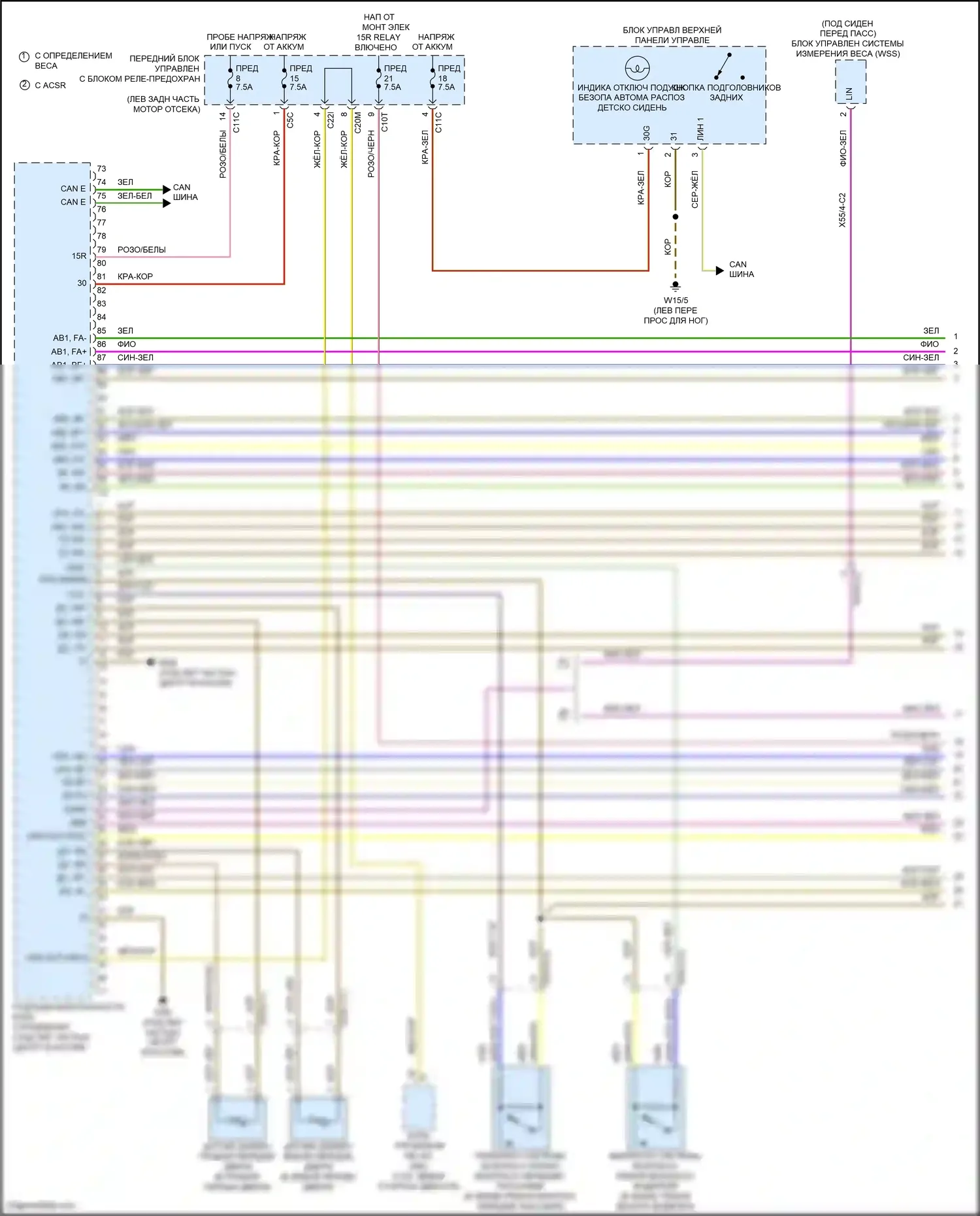 GLK-класс Mercedes-Benz X204 рестайлинг (2012-2015): Электросхема подушек безопасности (1 из 3) 