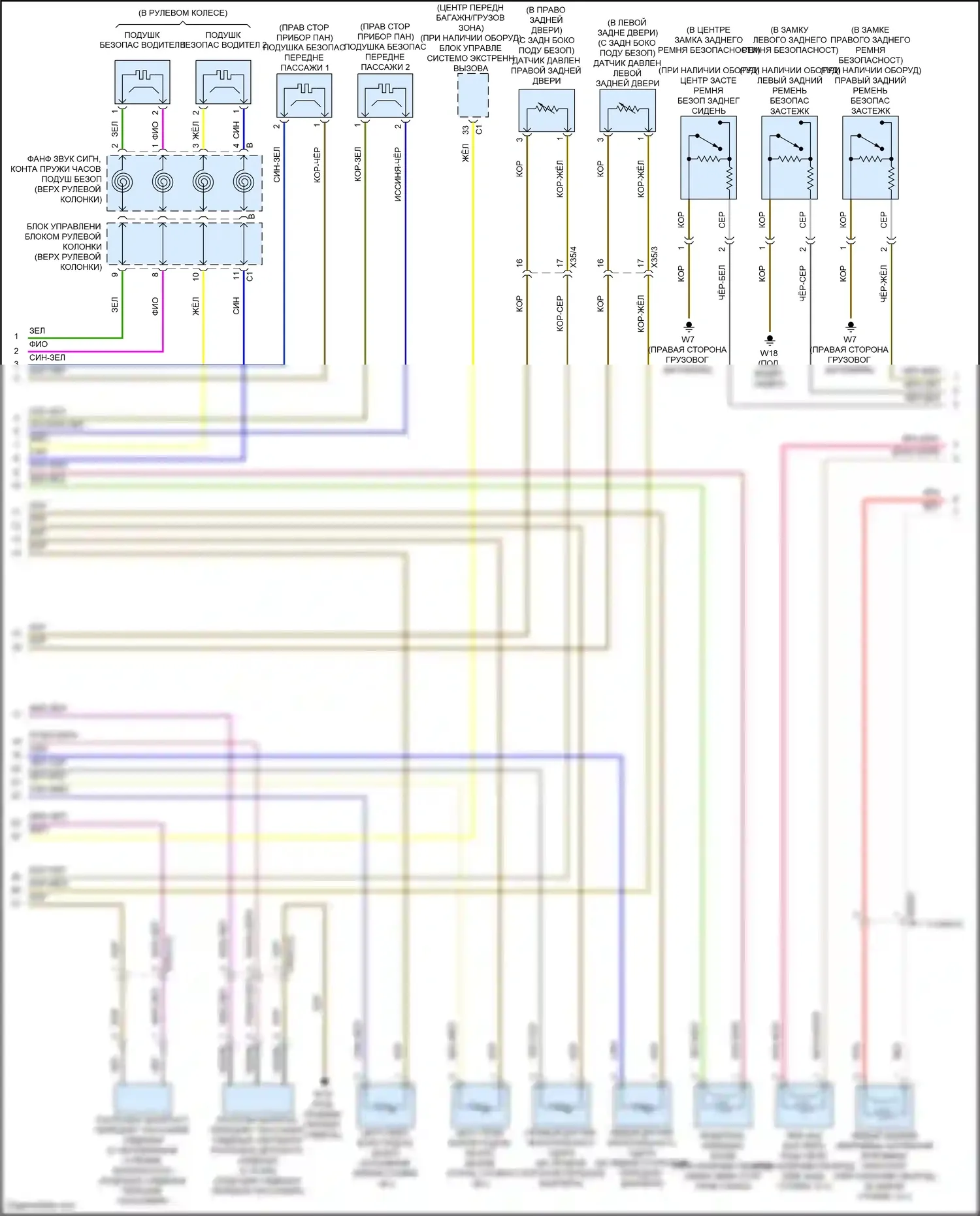 GLK-класс Mercedes-Benz X204 рестайлинг (2012-2015): Электросхема подушек безопасности (2 из 3) 