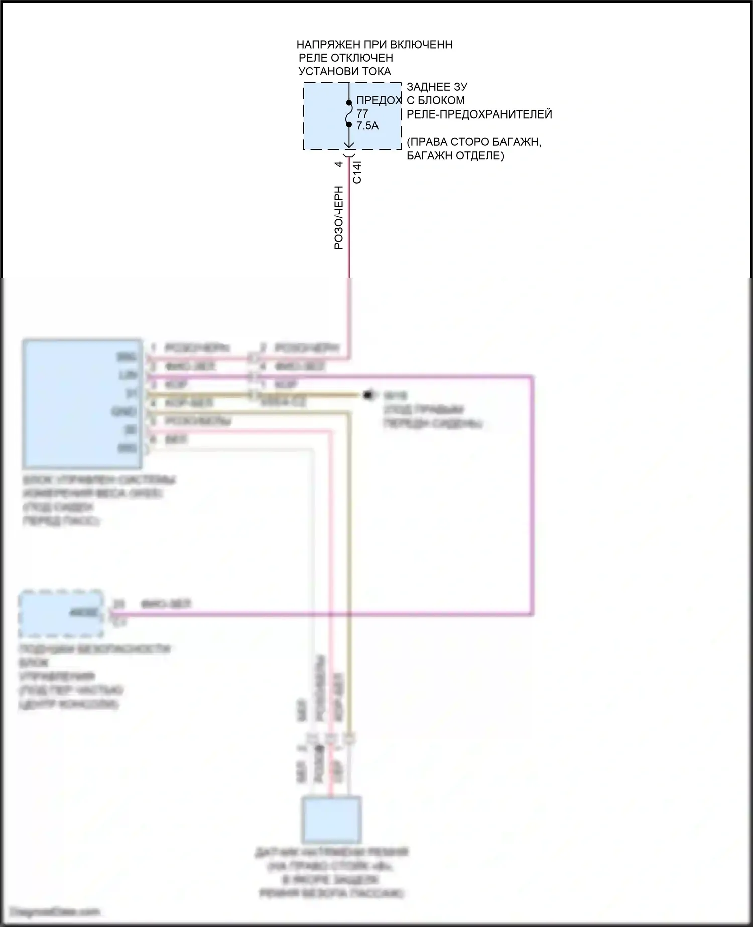 GLK-класс Mercedes-Benz X204 рестайлинг (2012-2015): Электросхема системы определения веса 