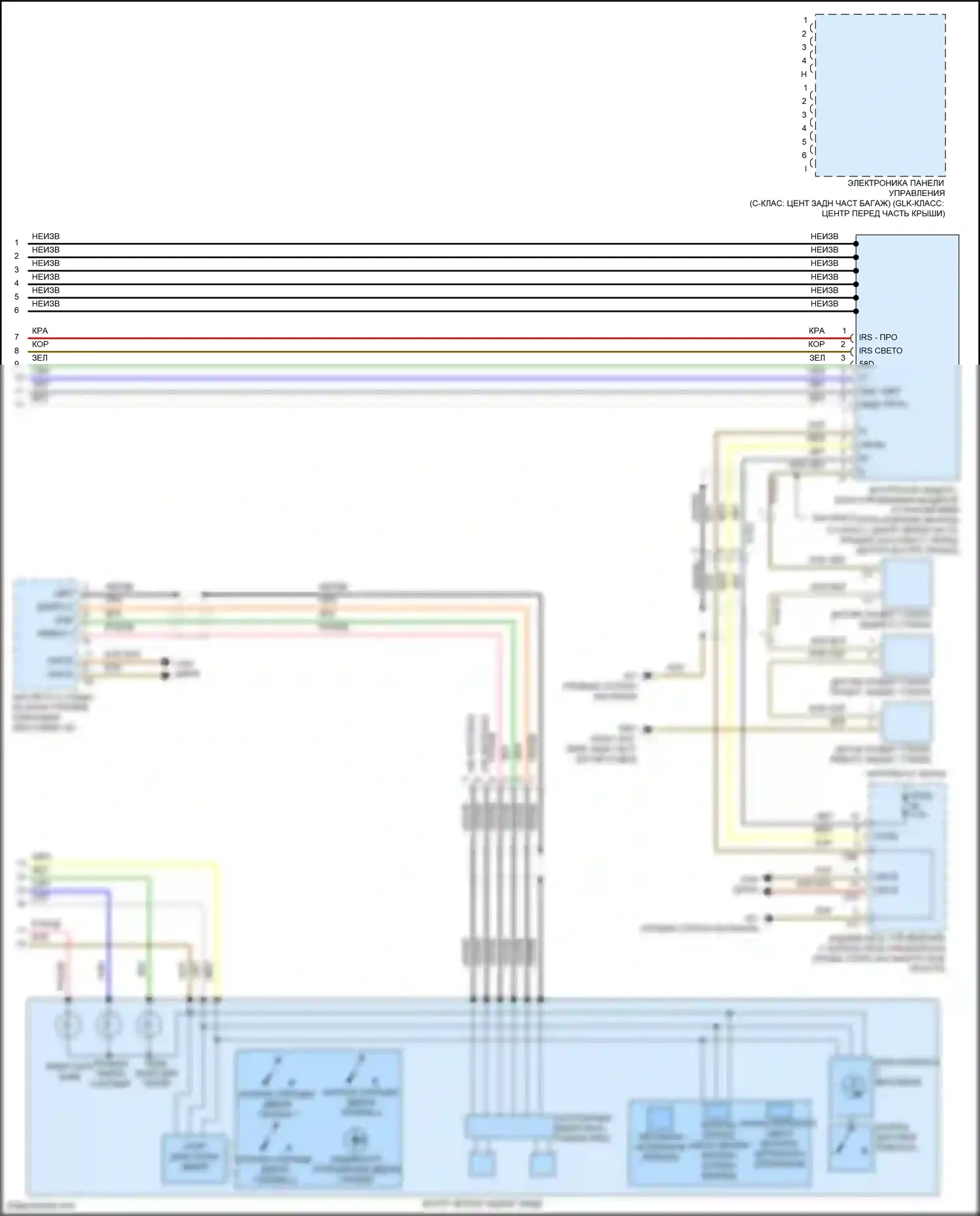 GLK-класс Mercedes-Benz X204 рестайлинг (2012-2015): Электросхема подвесного пульта (2 из 2) 