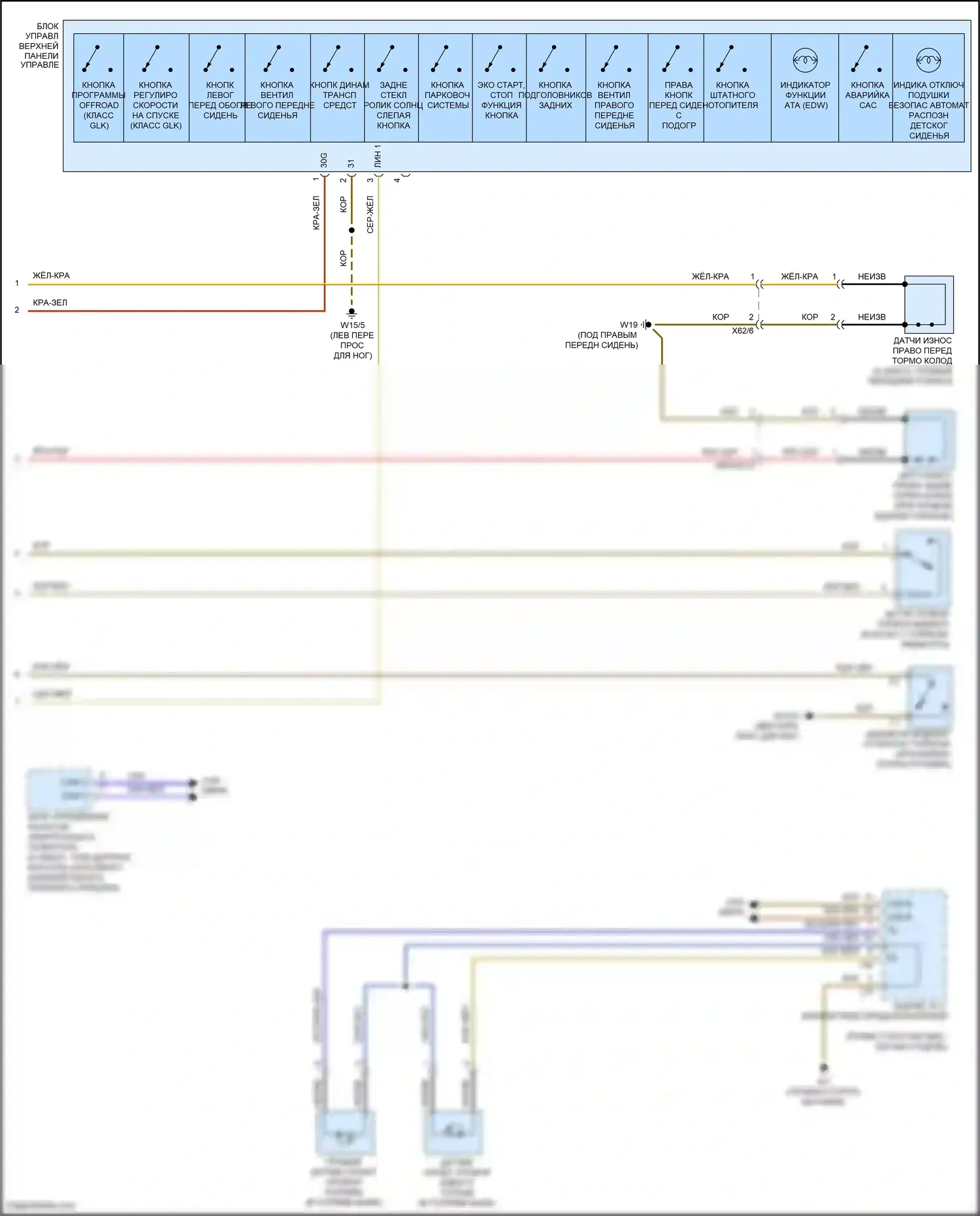 GLK-класс Mercedes-Benz X204 рестайлинг (2012-2015): Электросхема приборной панели (2 из 2) 