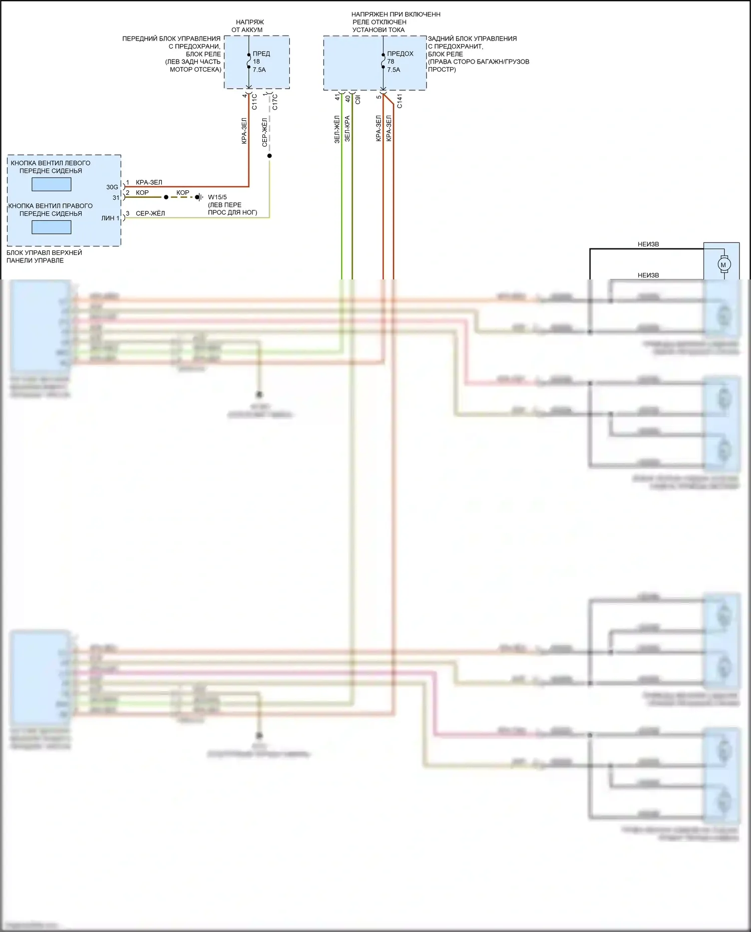 GLK-класс Mercedes-Benz X204 рестайлинг (2012-2015): Электросхема вентиляции сиденья 