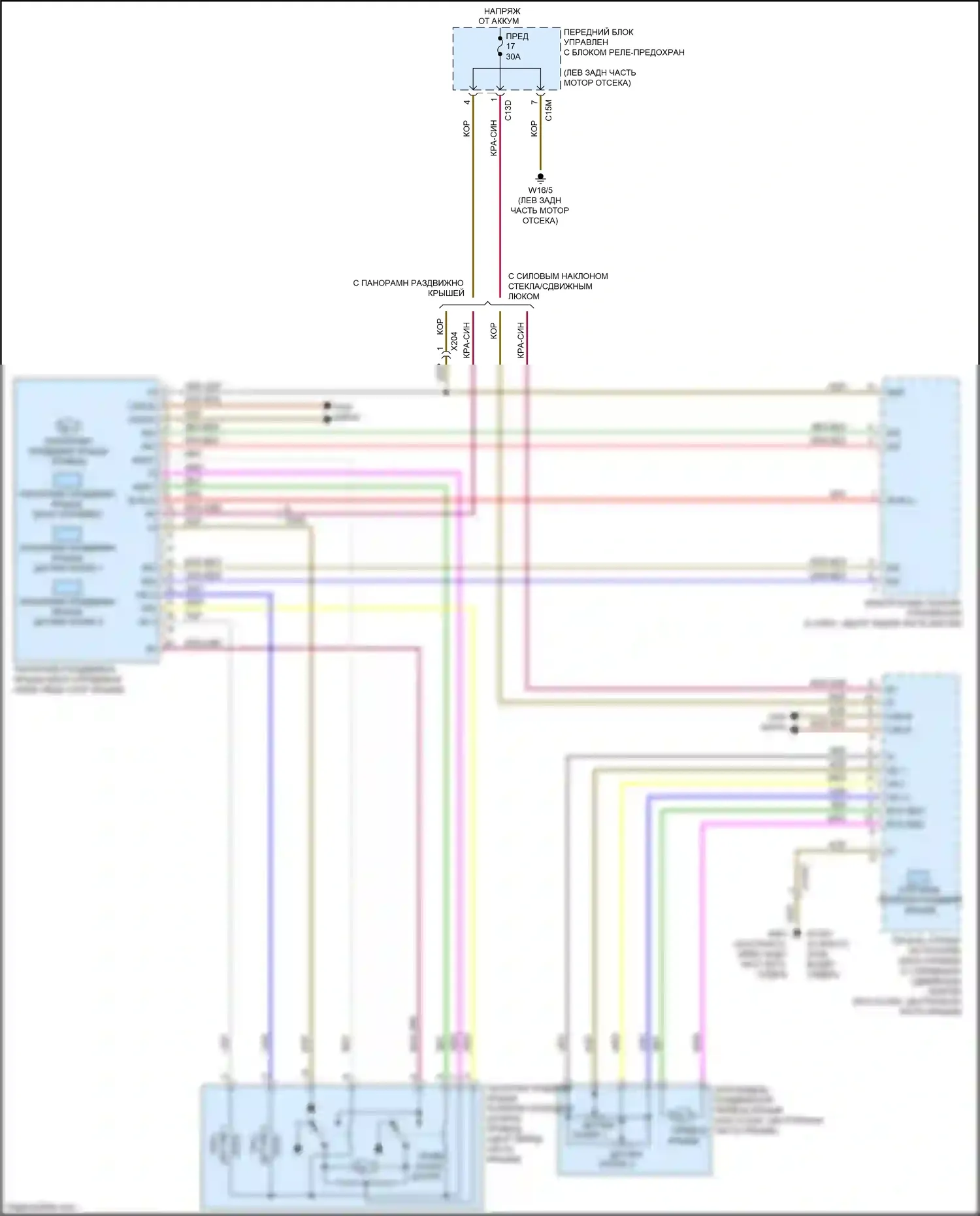 GLK-класс Mercedes-Benz X204 рестайлинг (2012-2015): Электросхема складной крыши/люка 