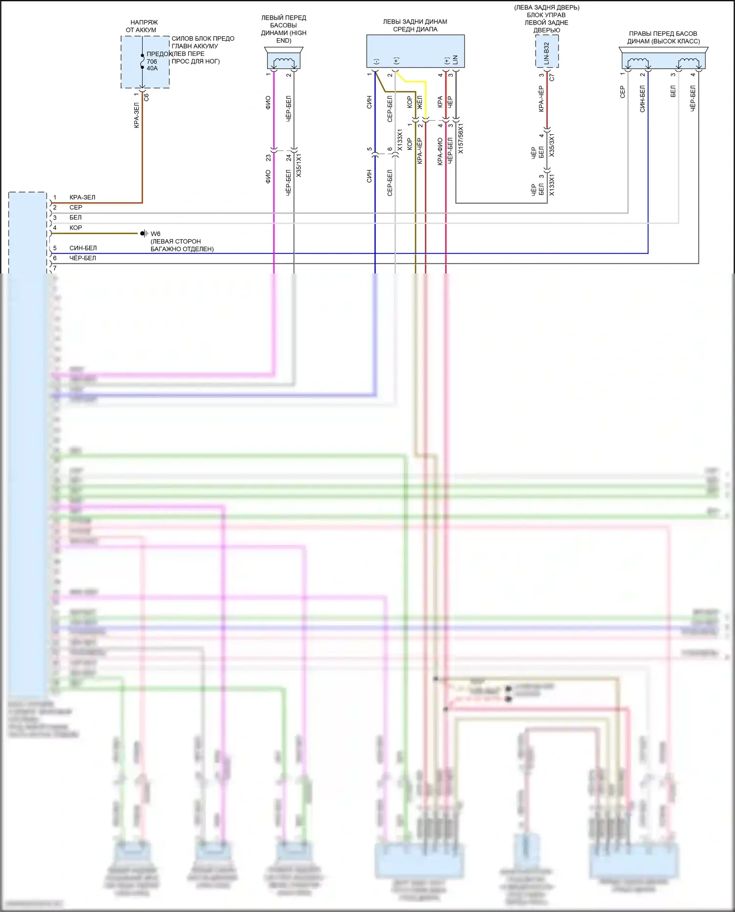 GLS-класс AMG Mercedes-Benz X167 рестайлинг (2023-2024): Электросхема усилителя звука (1 из 3) 