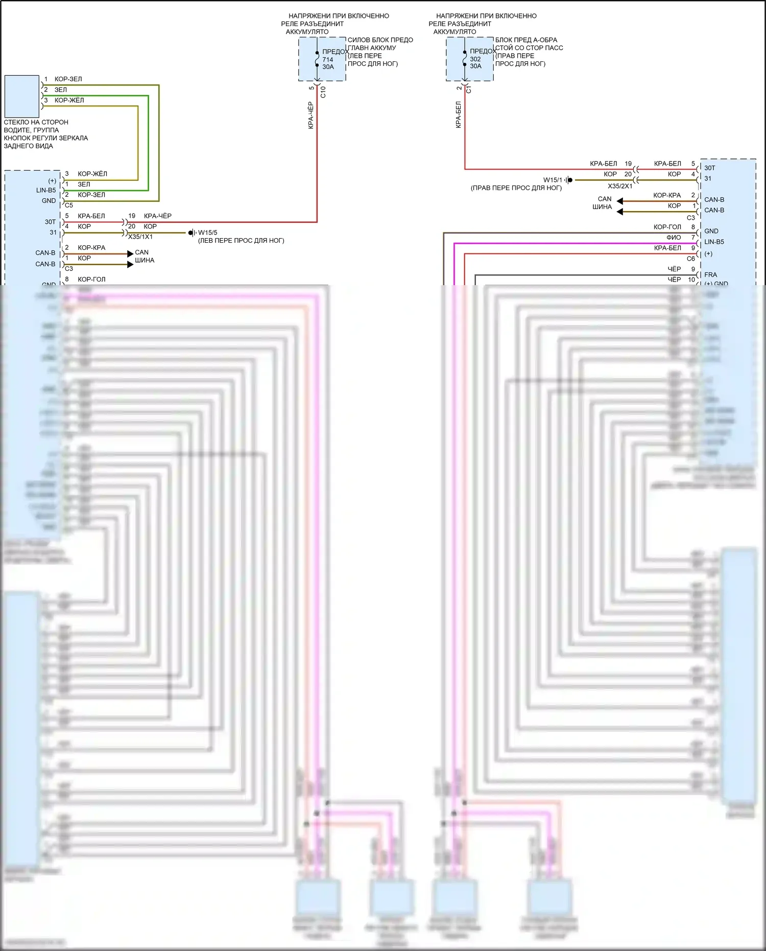 GLS-класс AMG Mercedes-Benz X167 рестайлинг (2023-2024): Электросхема зеркал памяти 