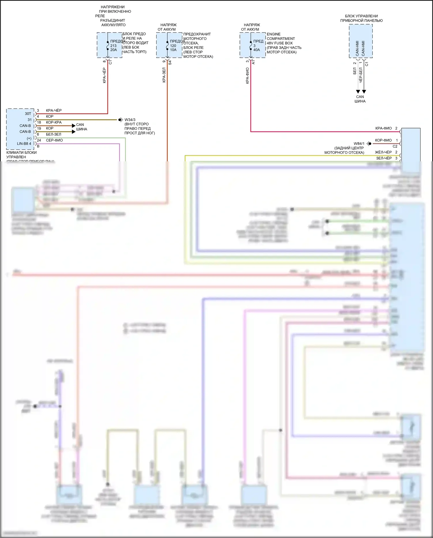 GLS-класс AMG Mercedes-Benz X167 рестайлинг (2023-2024): Электросхема вентилятора охлаждения (2 из 2) 