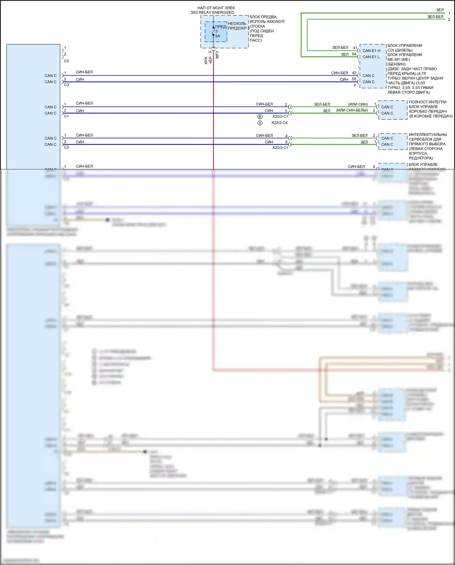 GLS-класс Mercedes-Benz X166 (2015-2019): Электросхема шины высокого/низкого уровня (1 из 5) 