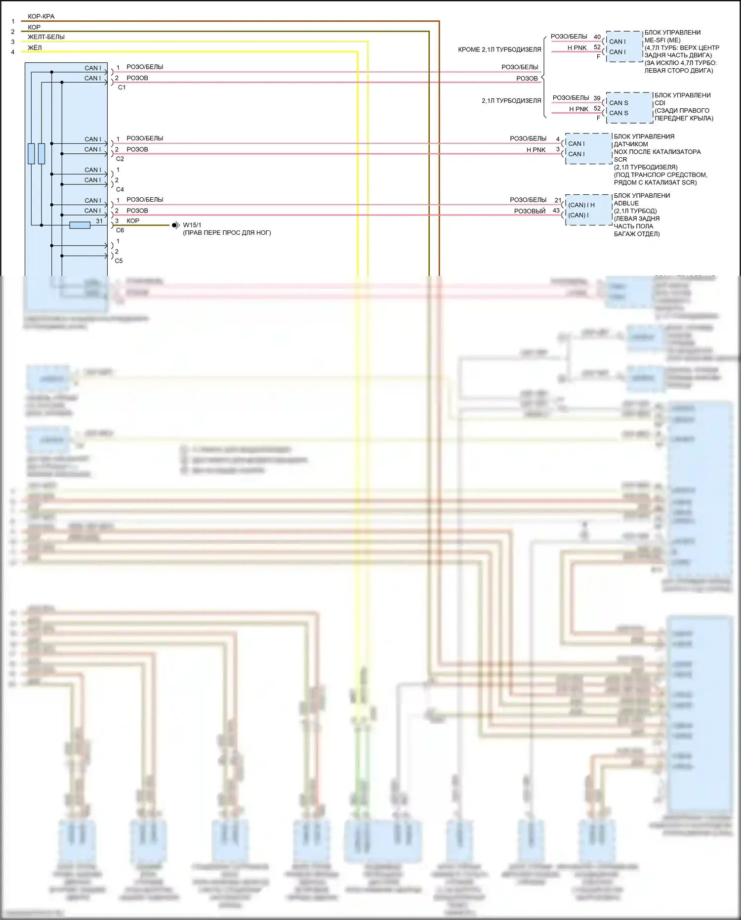 GLS-класс Mercedes-Benz X166 (2015-2019): Электросхема шины высокого/низкого уровня (5 из 5) 
