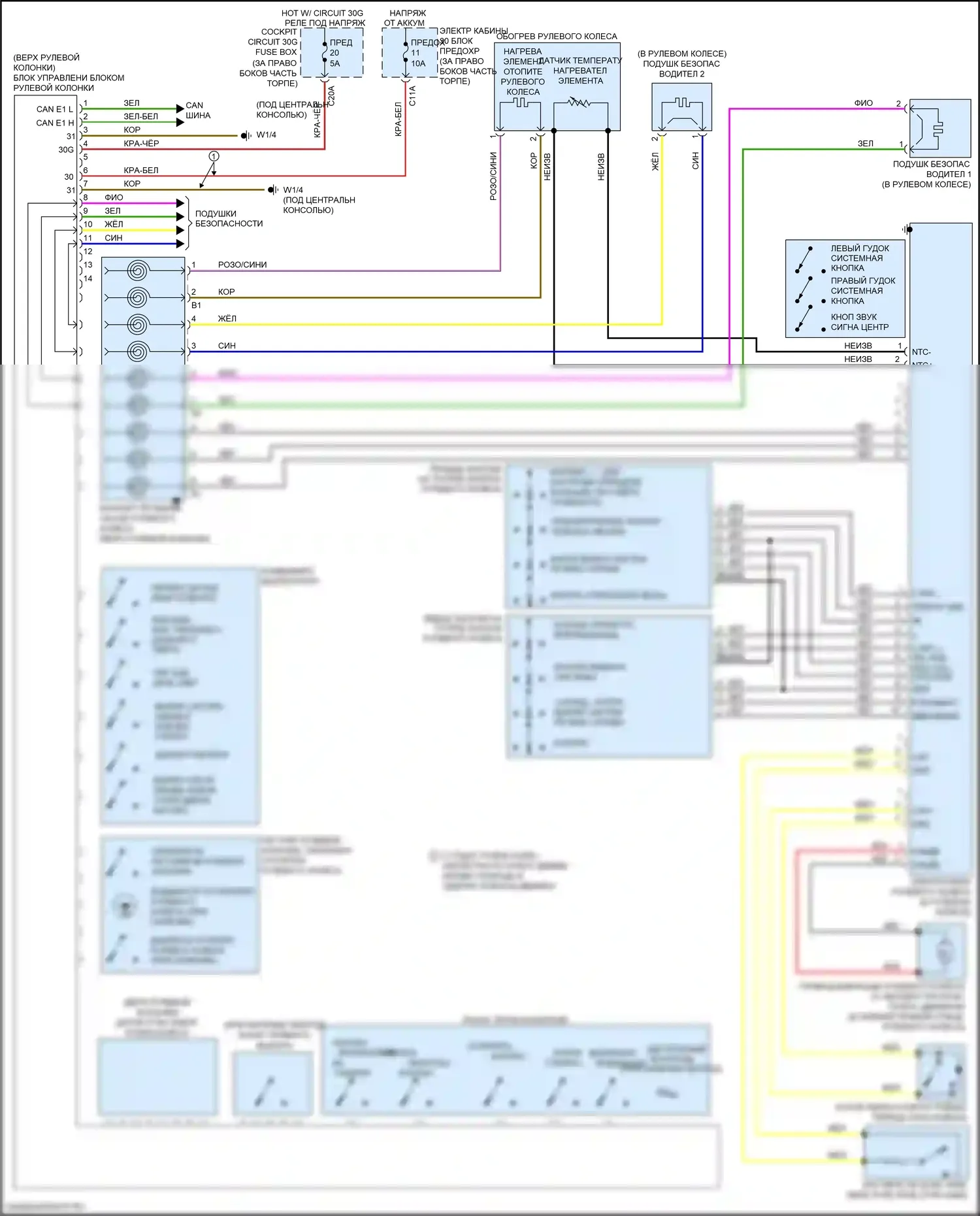 GLS-класс Mercedes-Benz X166 (2015-2019): Электросхема рулевая колонка 