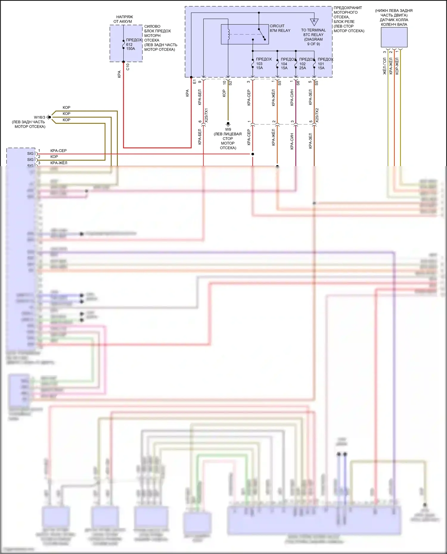 GLS-класс Mercedes-Benz X167 рестайлинг (2023-2024): Электросхема двигателя 3.0l turbo hybrid (1 из 9) 