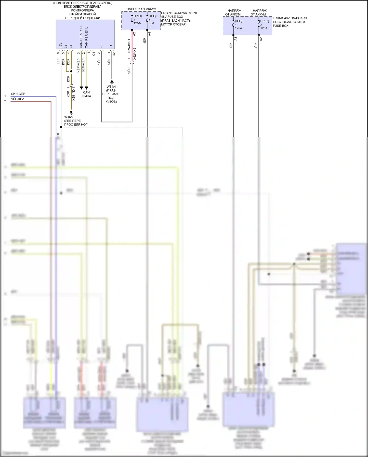 GLS-класс Mercedes-Benz X167 рестайлинг (2023-2024): Электросхема электронной подвески (2 из 2) 