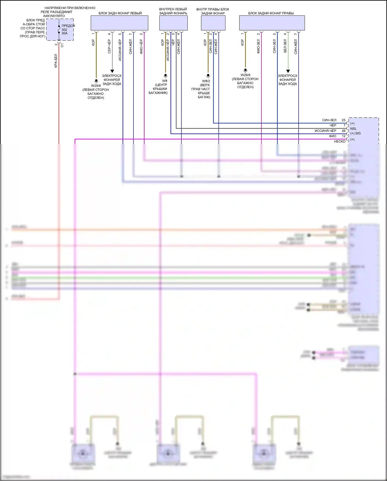 GLS-класс Mercedes-Benz X167 рестайлинг (2023-2024): Электросхема фар и фонарей (2 из 2) 