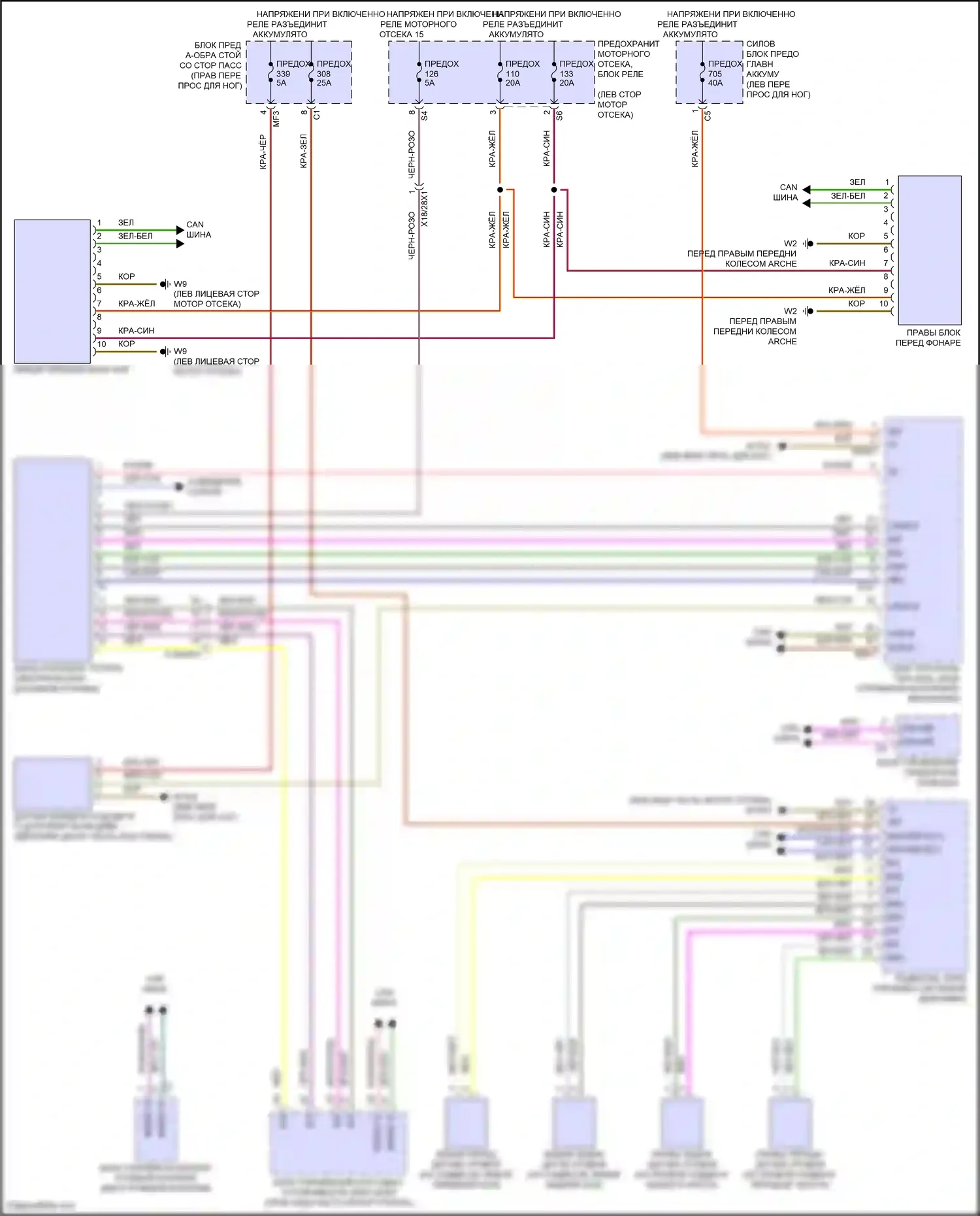 GLS-класс Mercedes-Benz X167 рестайлинг (2023-2024): Электросхема фар 