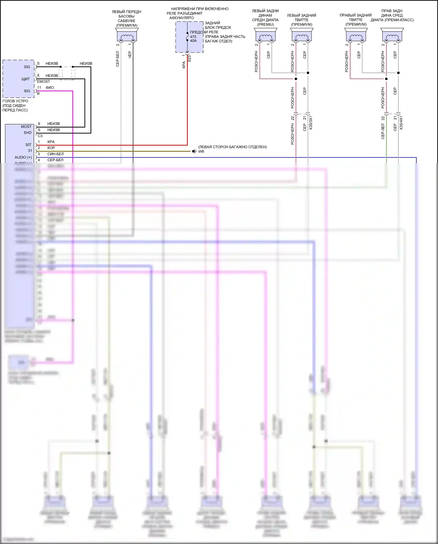 GLS-класс Mercedes-Benz X167 рестайлинг (2023-2024): Электросхема усилителя звука 
