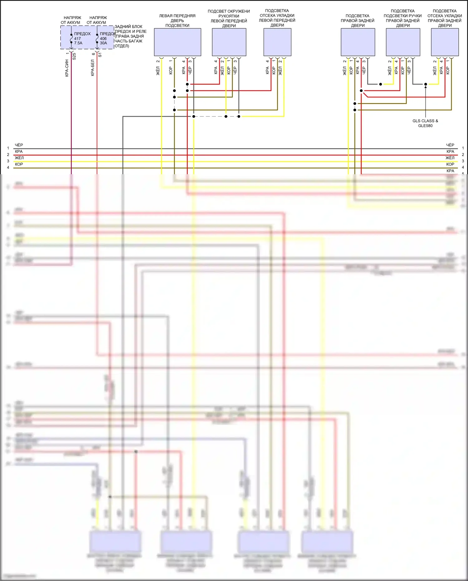 GLS-класс Mercedes-Benz X167 рестайлинг (2023-2024): Электросхема освещения салона (5 из 7) 