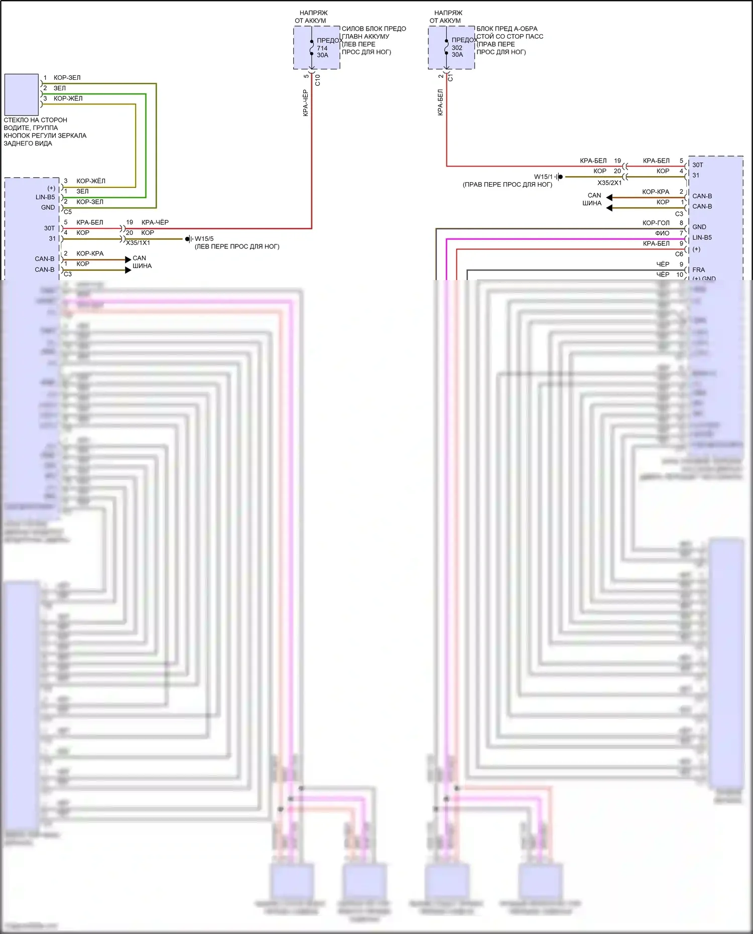 GLS-класс Mercedes-Benz X167 рестайлинг (2023-2024): Электросхема зеркал памяти 