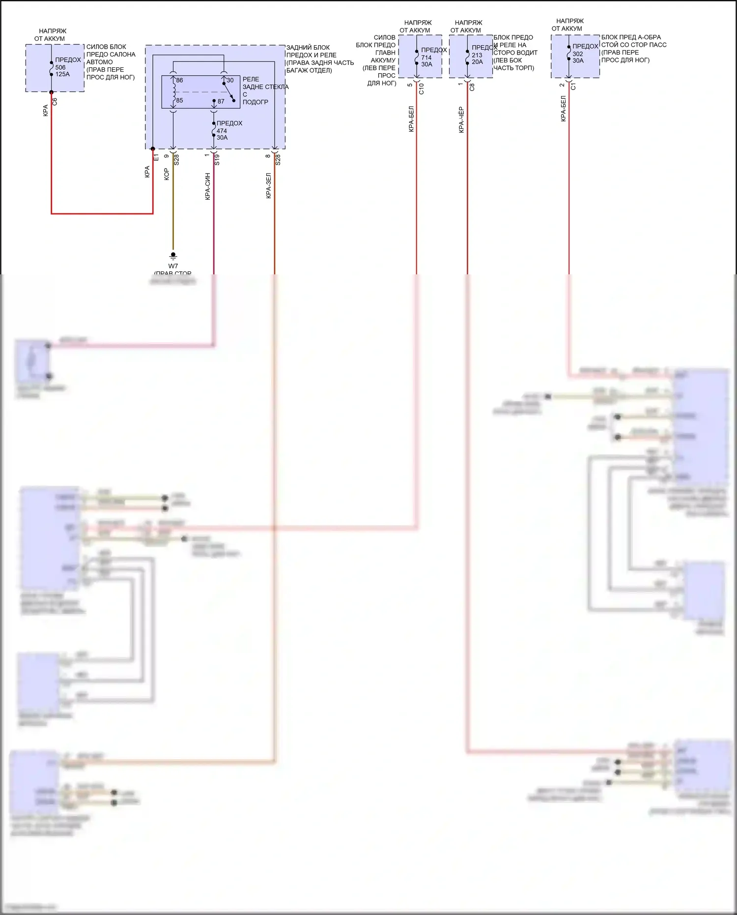 GLS-класс Mercedes-Benz X167 рестайлинг (2023-2024): Электросхема подогрева стекол 