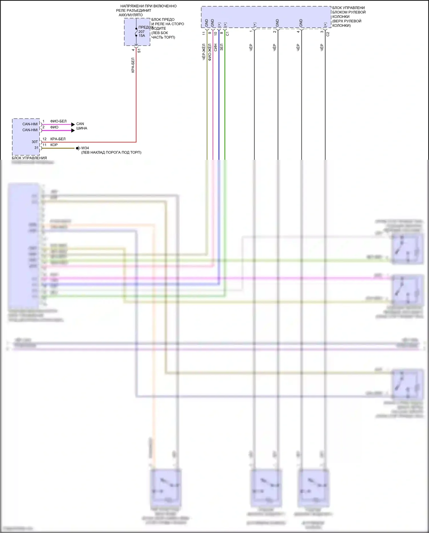 GLS-класс Mercedes-Benz X167 рестайлинг (2023-2024): Электросхема подушек безопасности (3 из 5) 