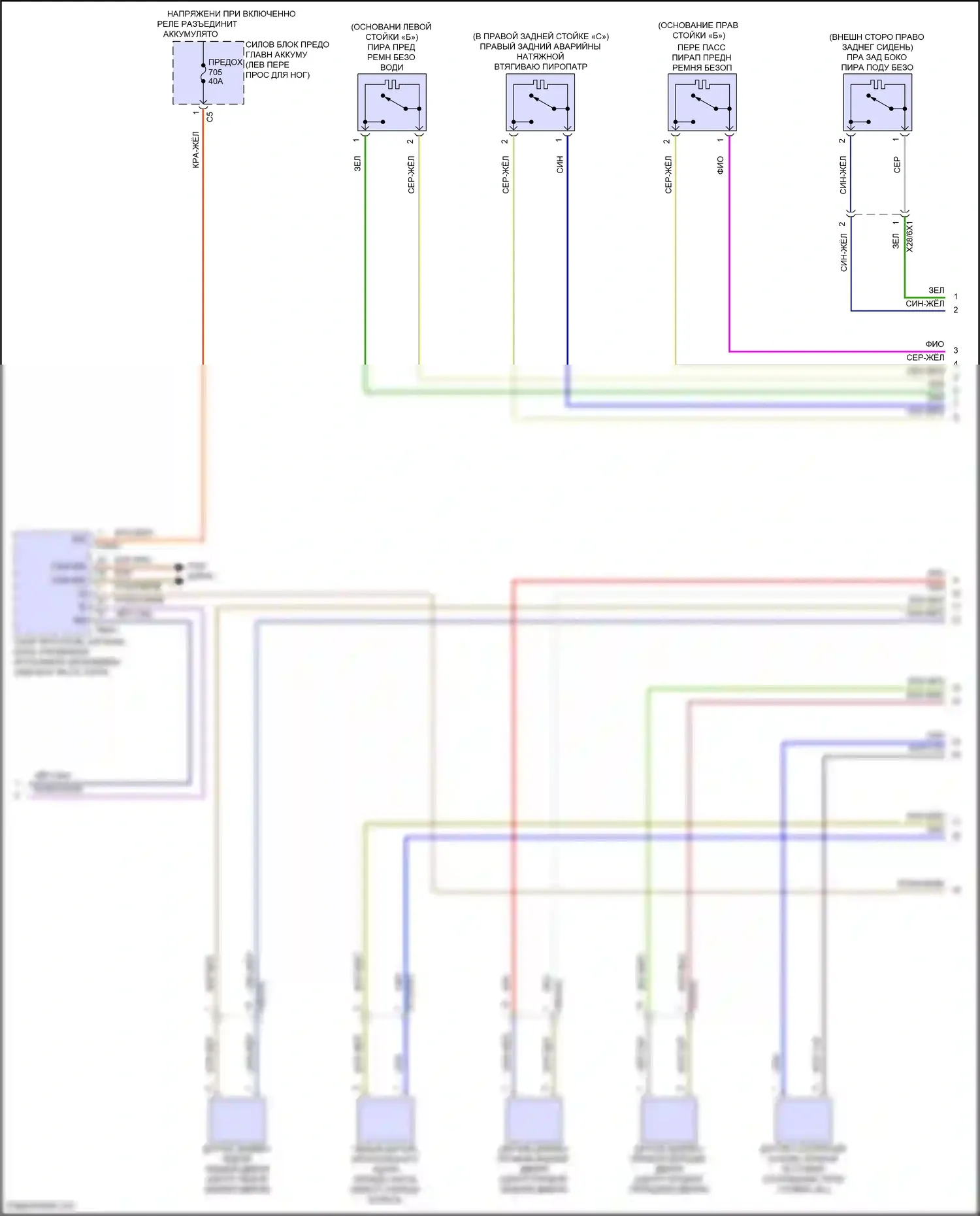 GLS-класс Mercedes-Benz X167 рестайлинг (2023-2024): Электросхема подушек безопасности (4 из 5) 