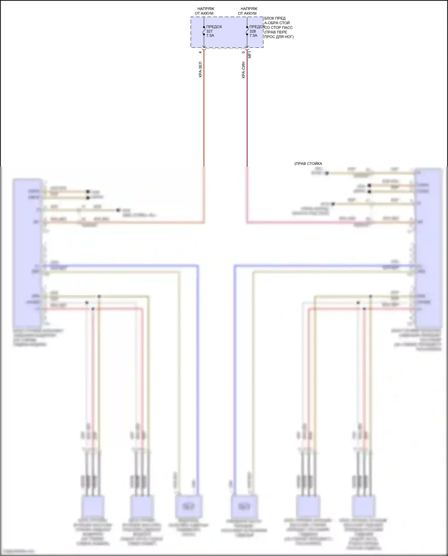 GLS-класс Mercedes-Benz X167 рестайлинг (2023-2024): Электросхема переднего мультиконтурного сиденья 