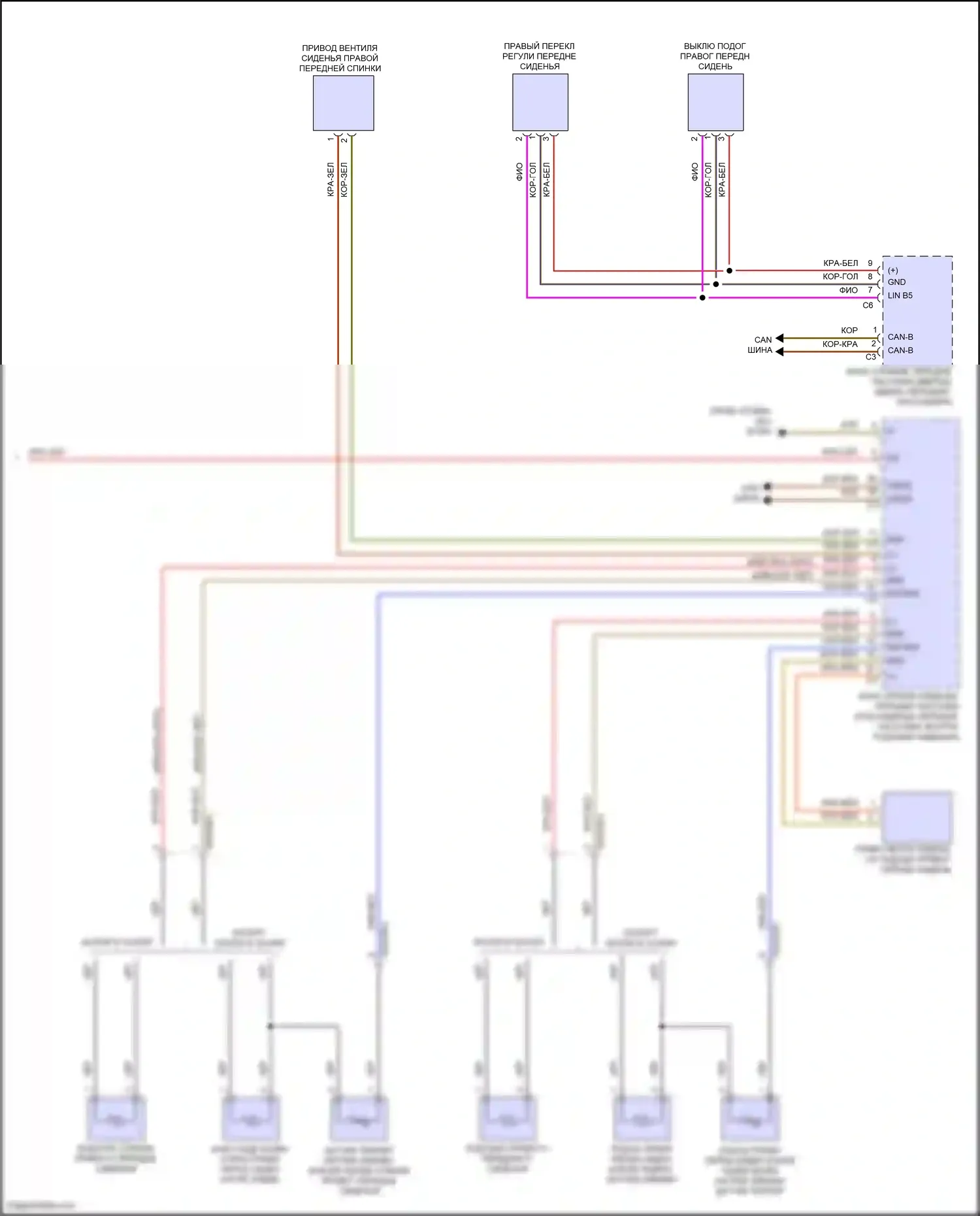 GLS-класс Mercedes-Benz X167 рестайлинг (2023-2024): Электросхема передних обогреваемых сидений, с памятью (2 из 2) 