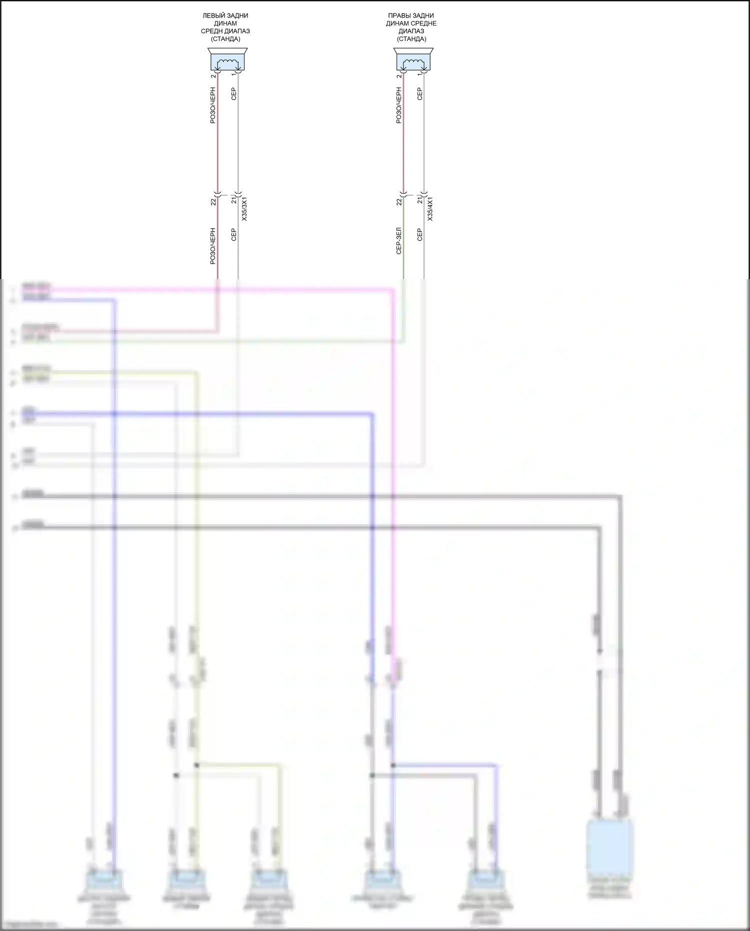 GLS-класс Mercedes-Benz X167 (2019-2023): Электросхема усилителя звука, без высококачественной звуковой системы и высококачественной звуковой системы (2 из 2) 