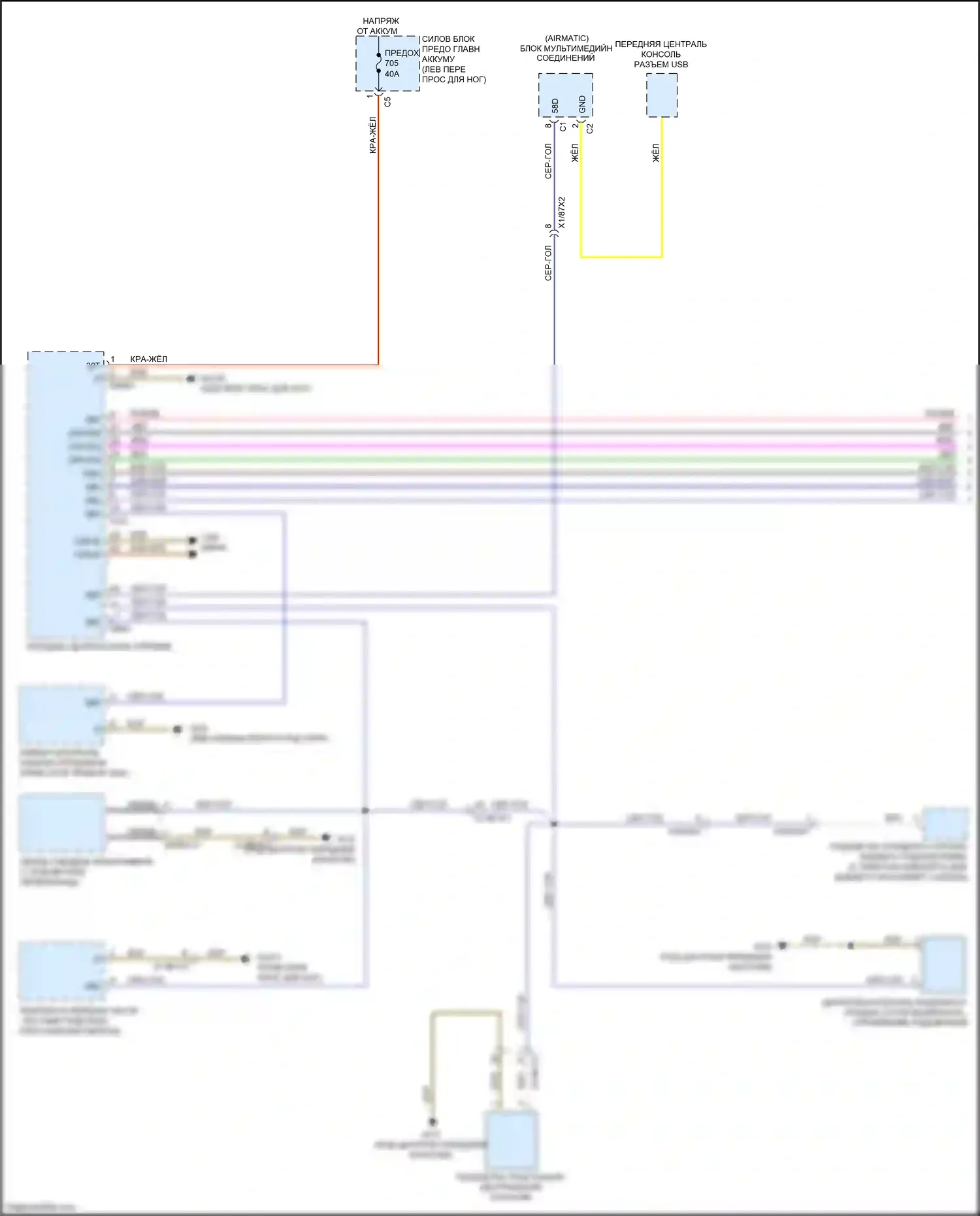GLS-класс Mercedes-Benz X167 (2019-2023): Электросхема подсветки приборной панели (1 из 3) 