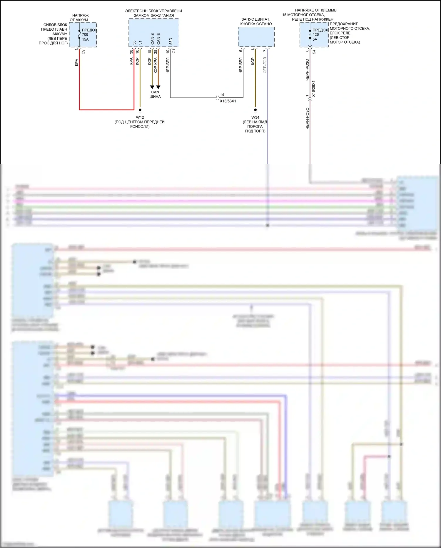 GLS-класс Mercedes-Benz X167 (2019-2023): Электросхема подсветки приборной панели (2 из 3) 