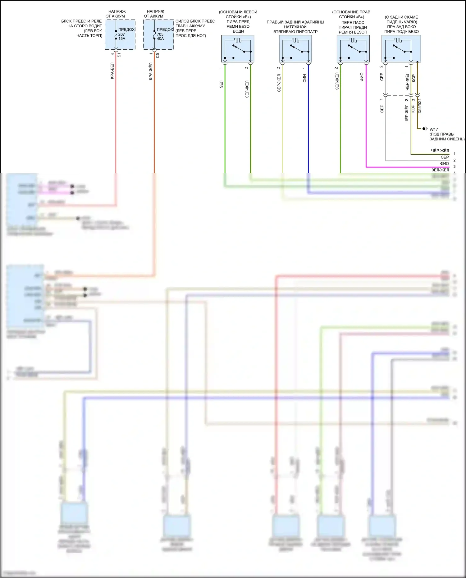 GLS-класс Mercedes-Benz X167 (2019-2023): Электросхема подушек безопасности (4 из 5) 