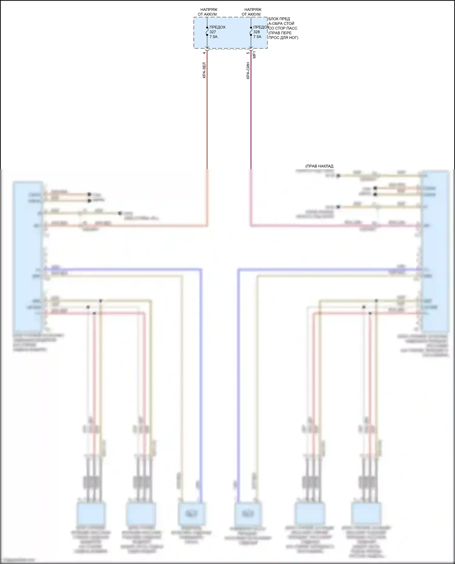 GLS-класс Mercedes-Benz X167 (2019-2023): Электросхема переднего мультиконтурного сиденья 