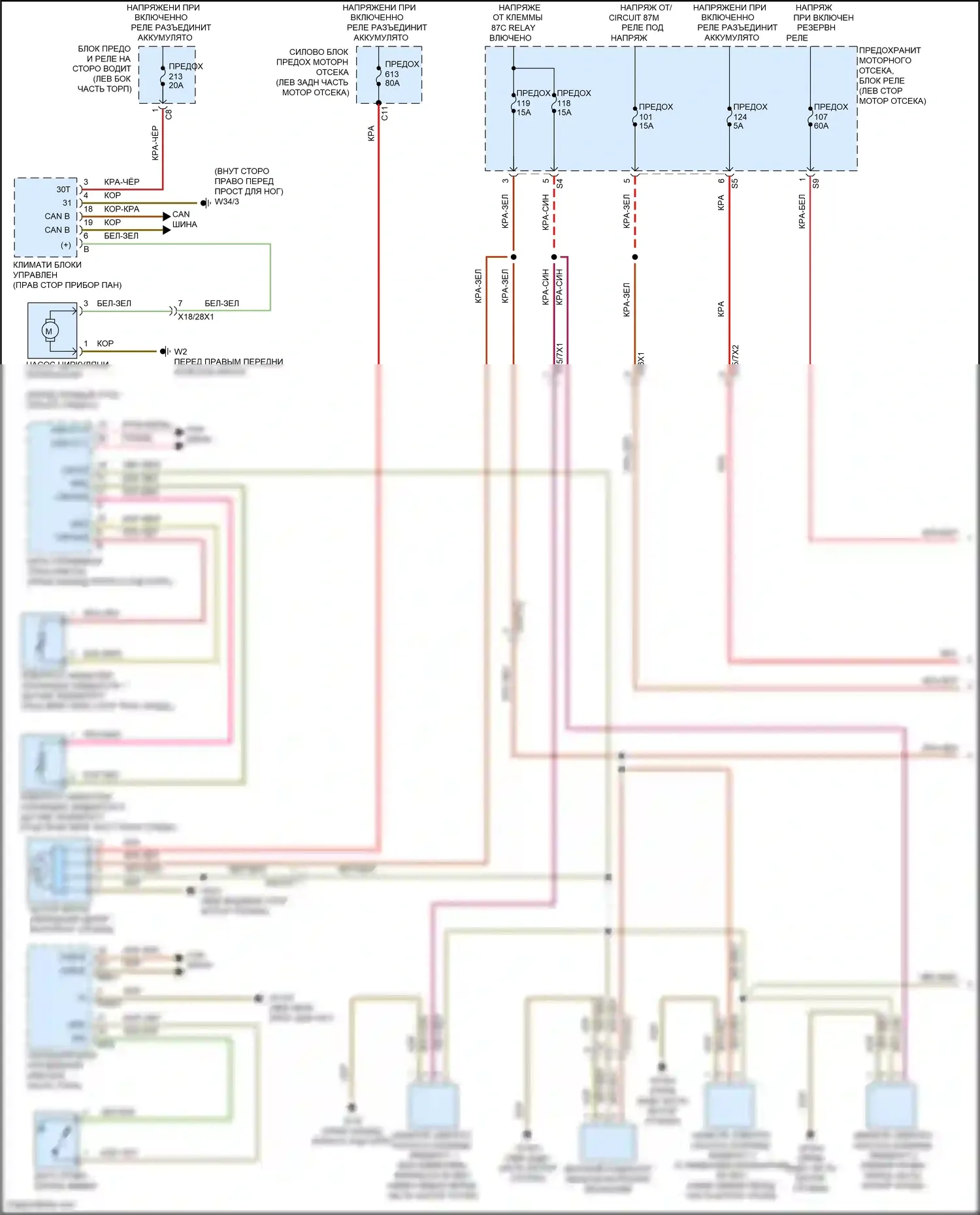 GLS-класс Mercedes-Benz X167 (2019-2023): Электросхема вентилятора охлаждения моторного отсека (1 из 2) 