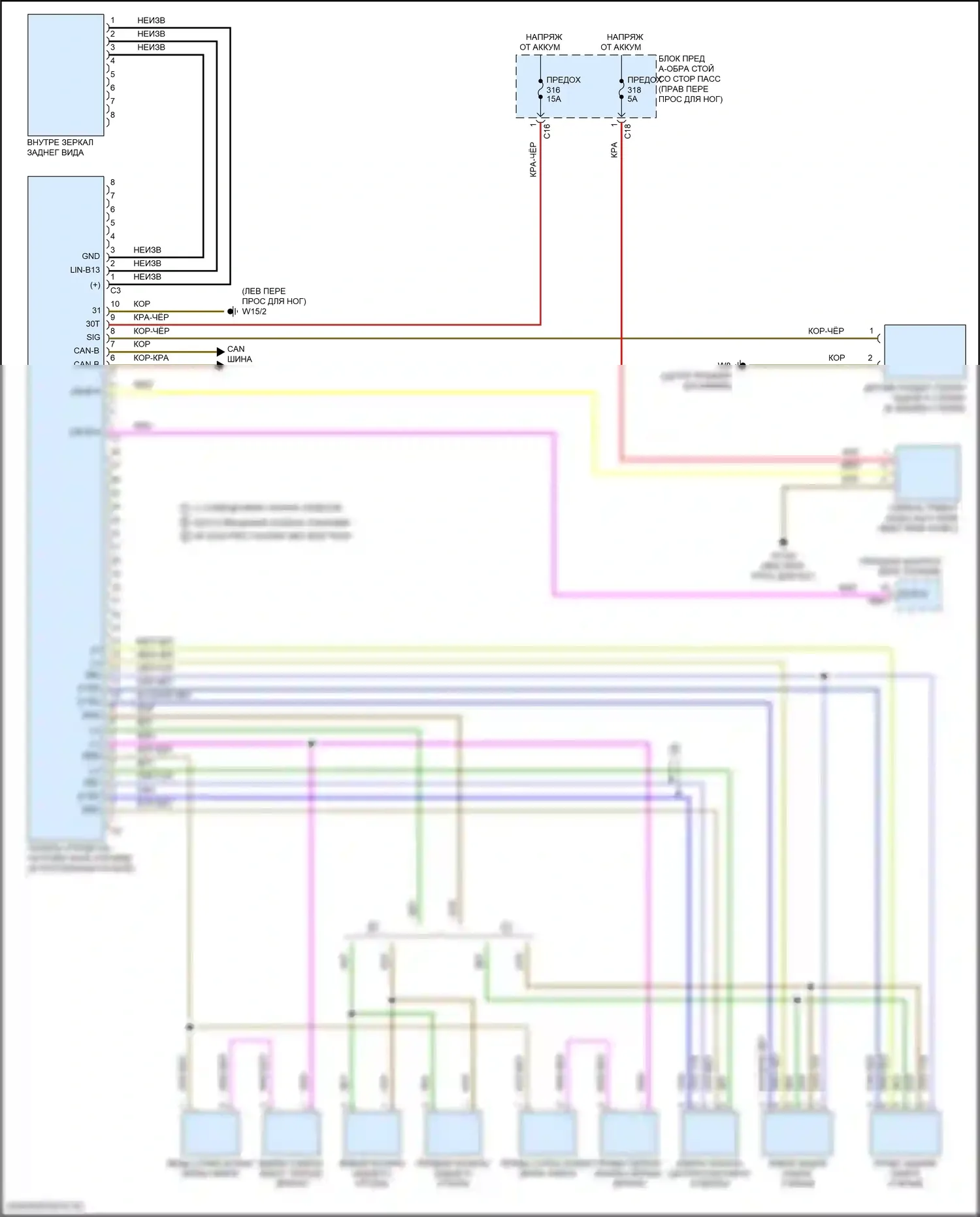 Maybach GLS-класс Mercedes-Benz X167 (2019-2023): Электросхема потолочного пульта 